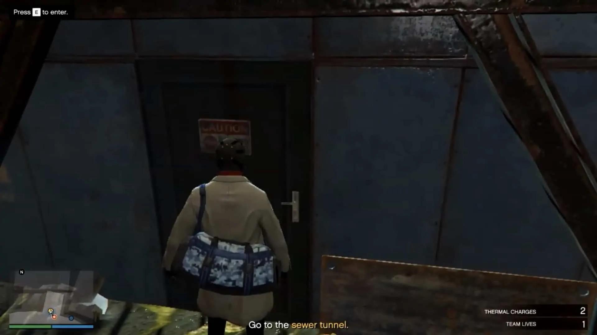 Door leading to the wall of the vault security lobby