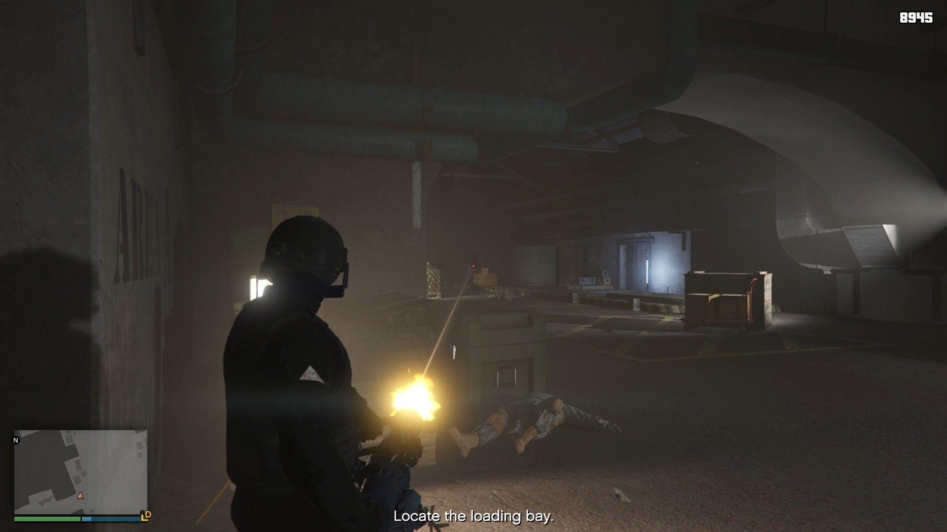 Killing the juggernaut guarding the door to the loading bay.