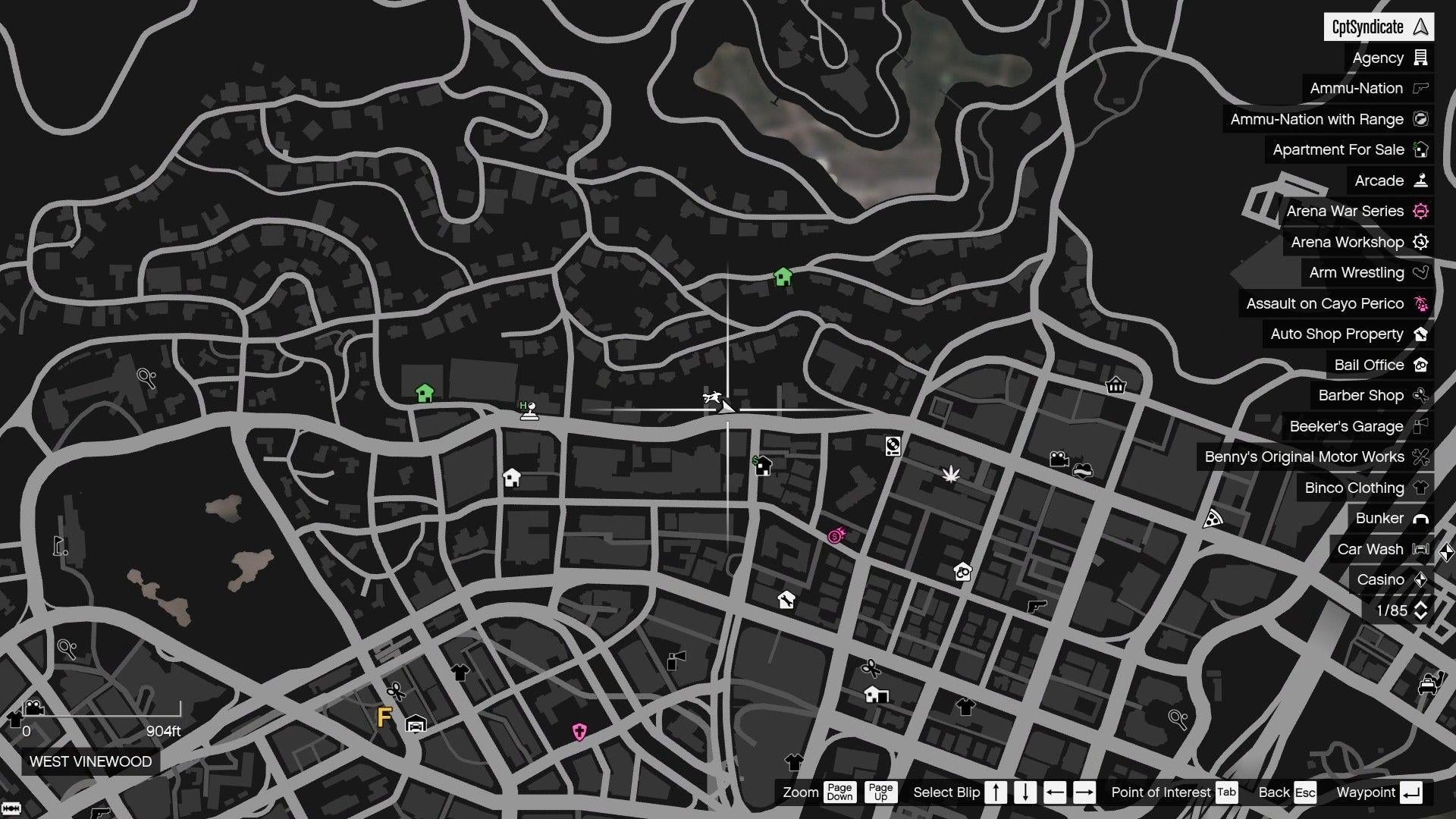 The map shows the location of the Yuanbao on the roof of the Eclipse Boulevard Garage in West Vinewood.