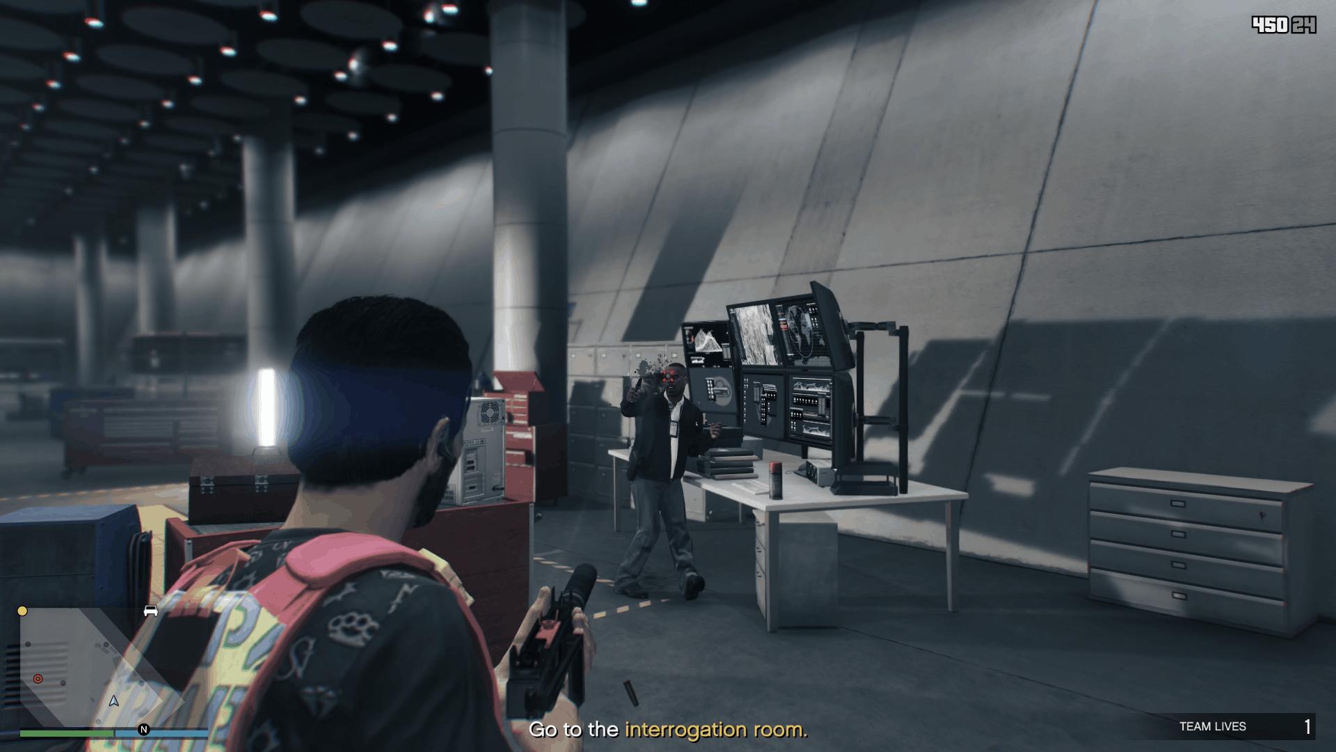 Gunfight starts upon entering the facility