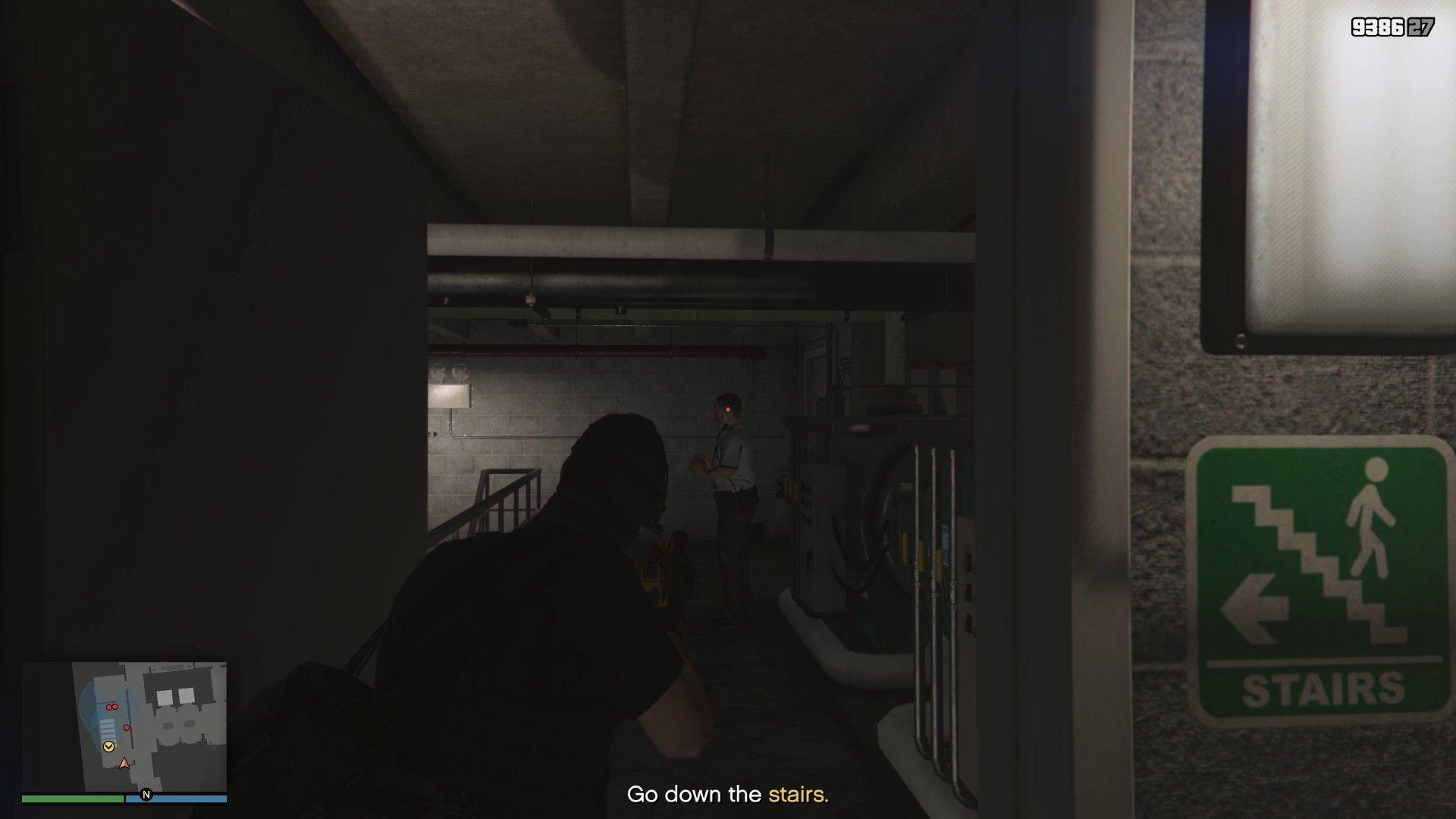 First guard you see as you go into the stairwell.