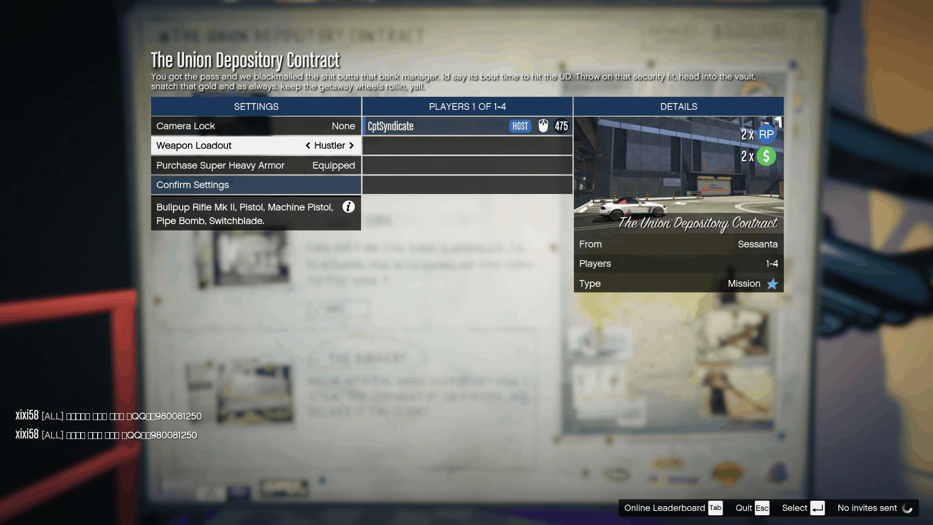 Selecting the 'Hustler' loadout