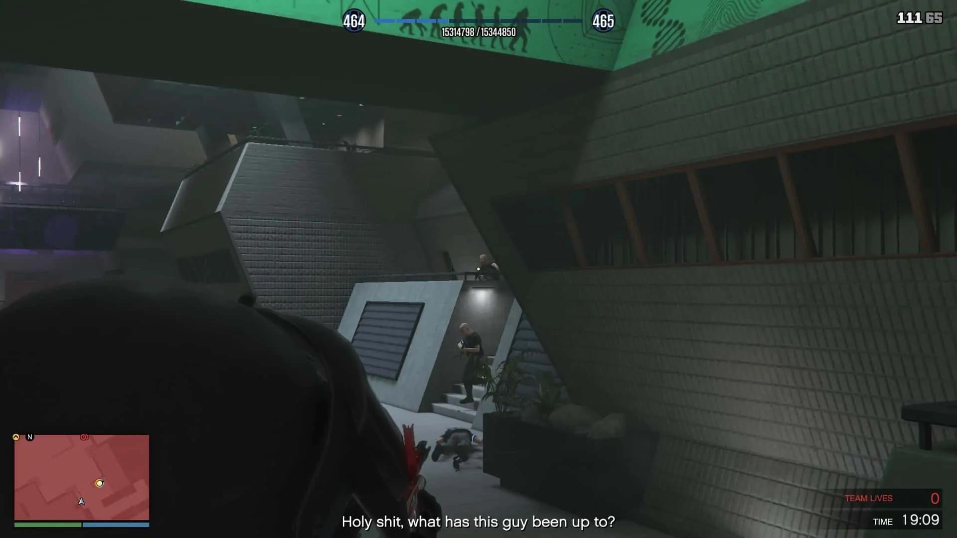 Three enemies to the right after going through the double doors