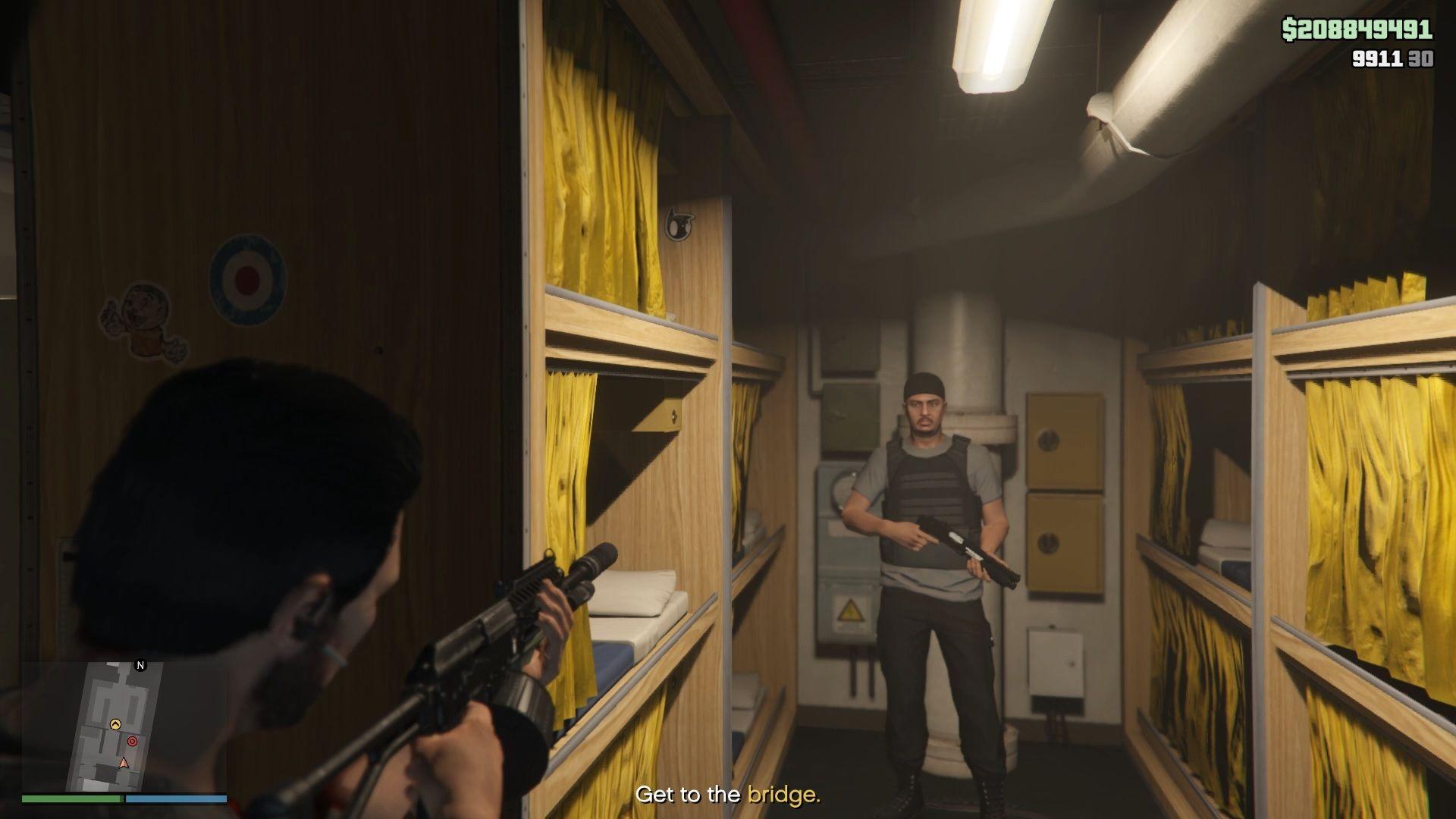 The guard on the left side of the locker room when coming from the mess hall.