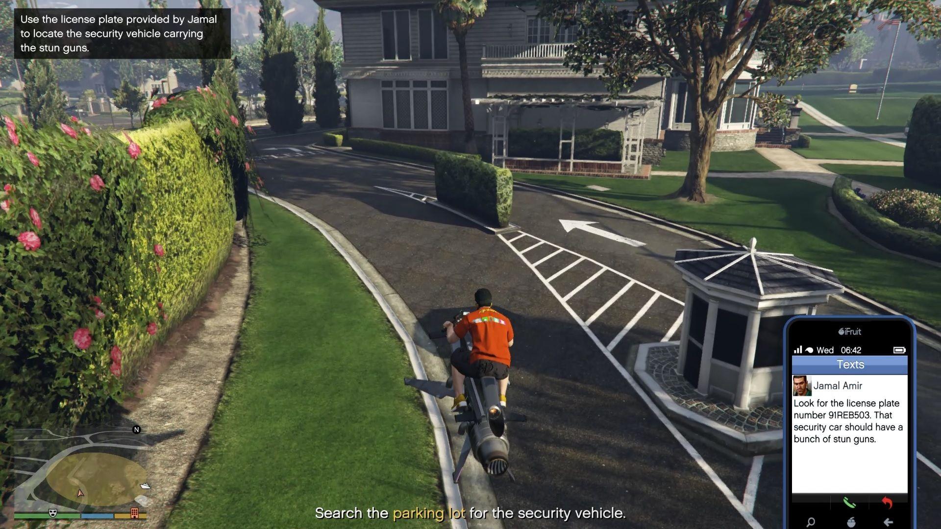 Although Jamal will send you the number plate, so far, only one security vehicle spawns, and it has a big "Patrol" sticker on the side of it.