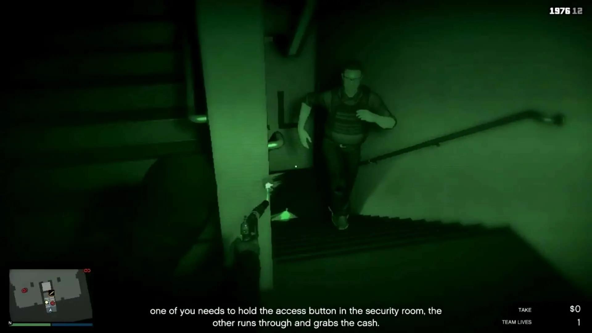 Guard approaching you as you go down the stairs