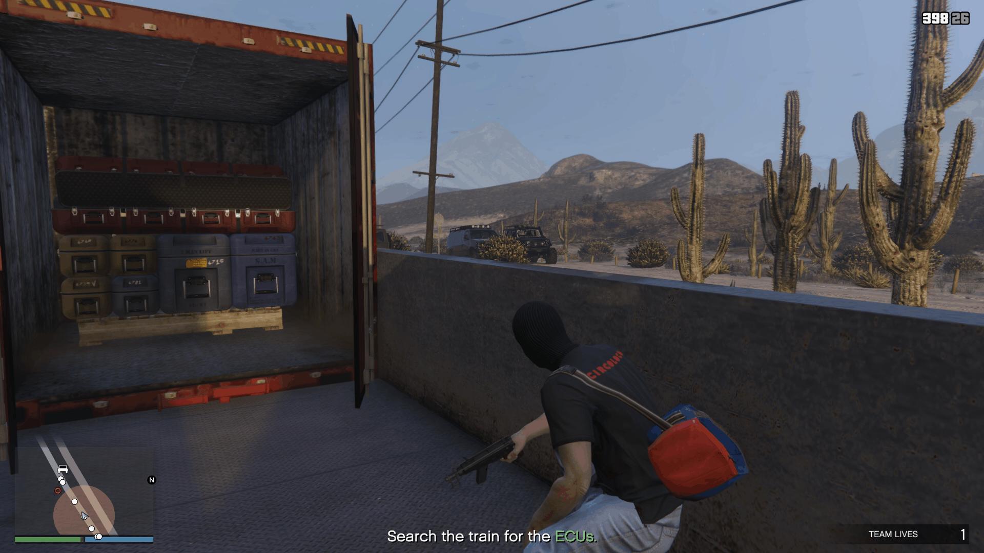 Taking cover inside the train as more Merryweather guards arrive