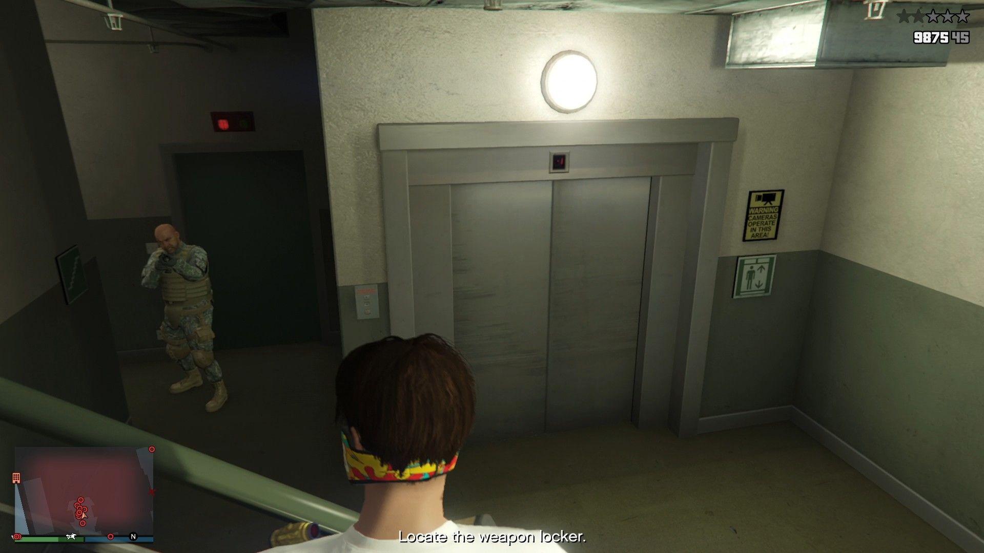 Shotgun soldier hiding right by the elevator.