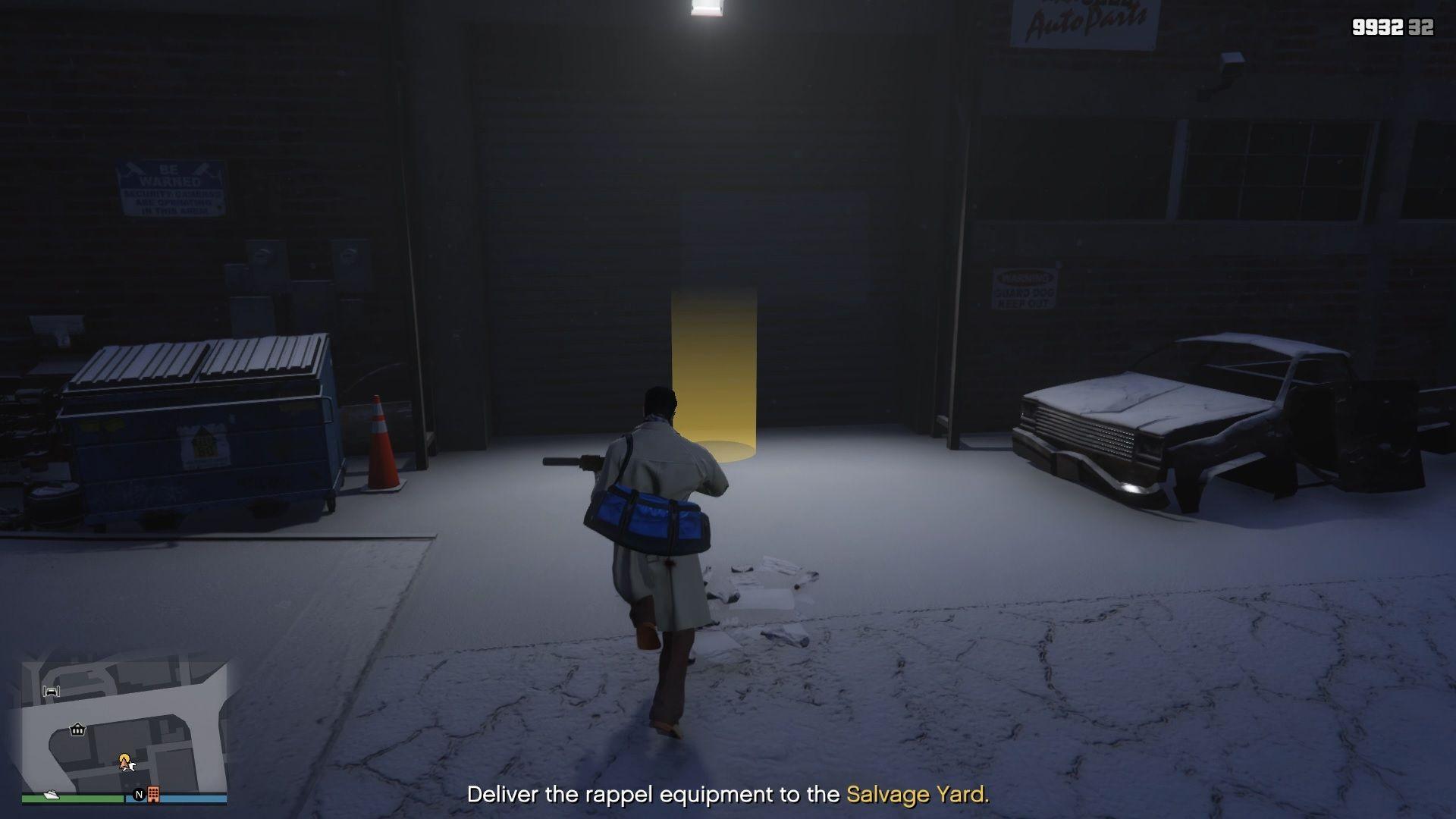 Once you're out, the enemies will still chase you, but ignore them and deliver the equipment to your Salvage Yard to complete this task.