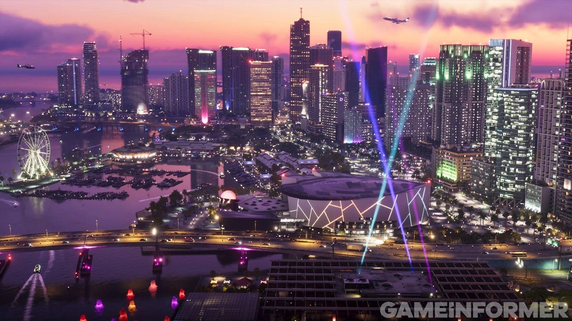The new GTA 6 screenshot showing the night life of Vice City.