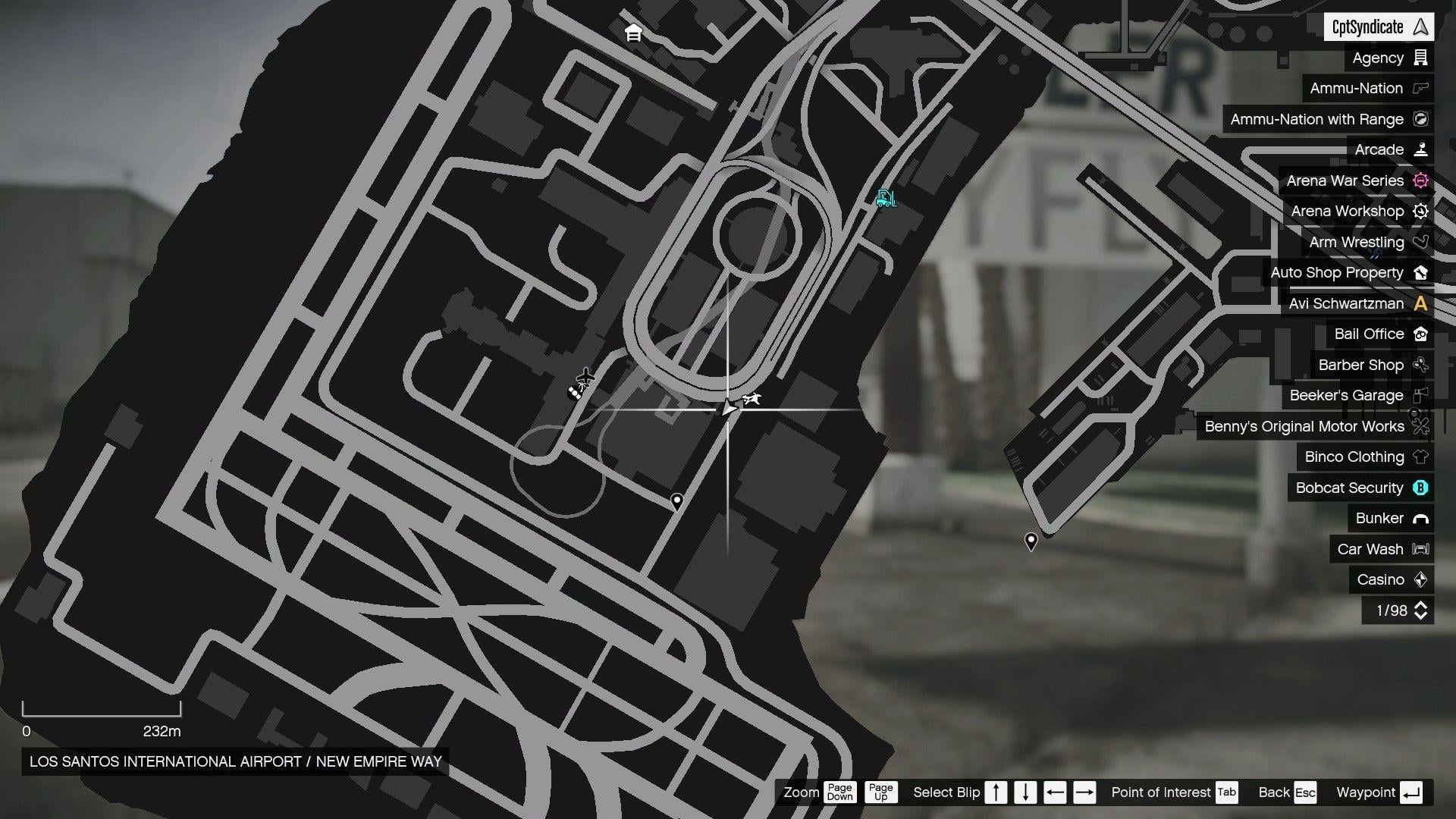 The map shows the location of the lucky clover right outside LSIA.