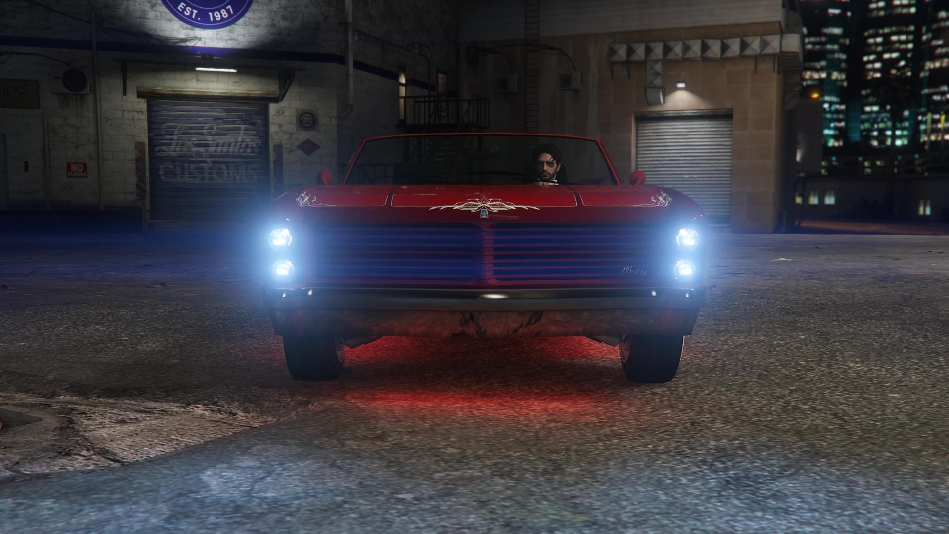 The front of the heavily modified Albany Buccaneer Custom as seen in GTA Online.