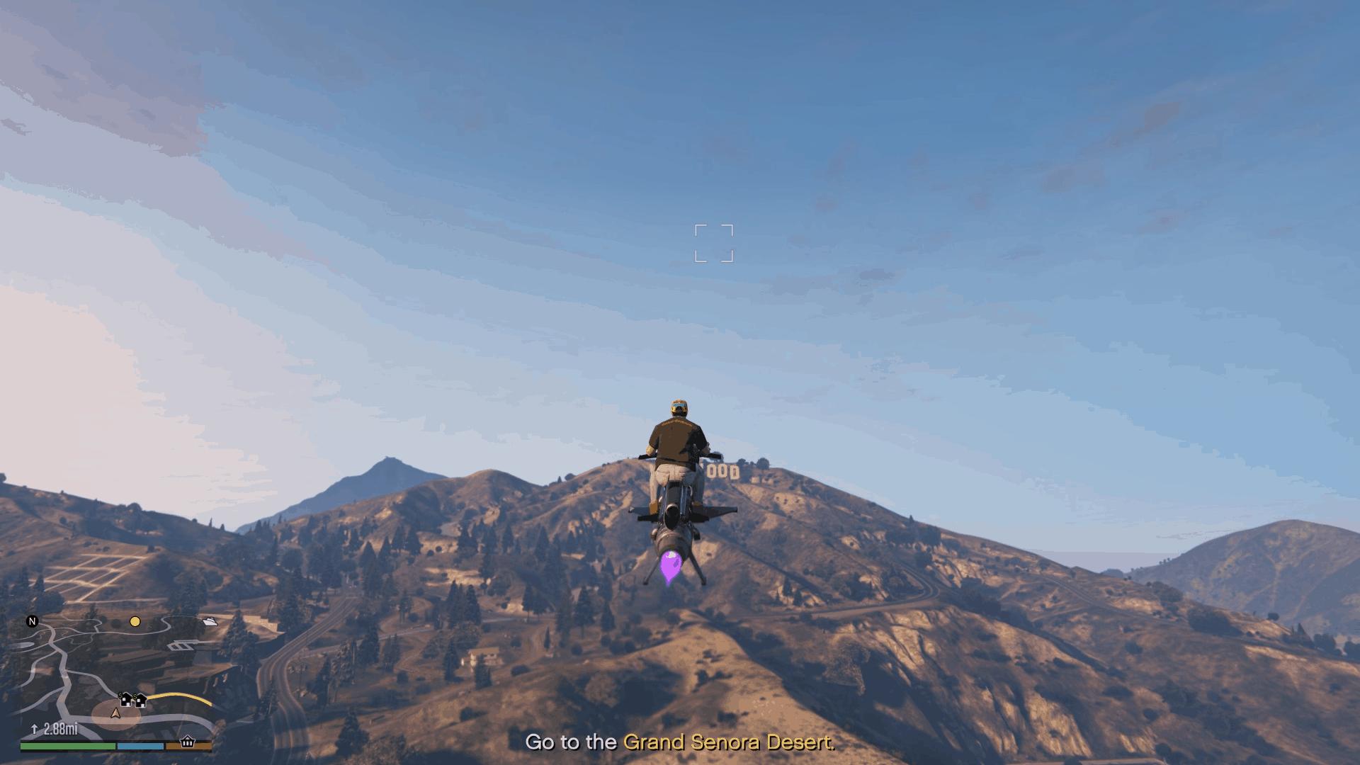 Flying the Oppressor Mark II to marked the location