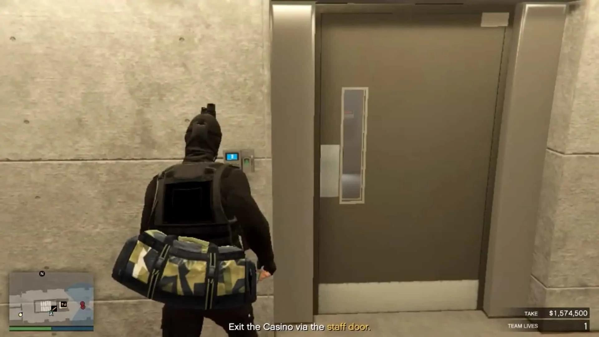 Keypad door leading to the same stairway where we came from originally