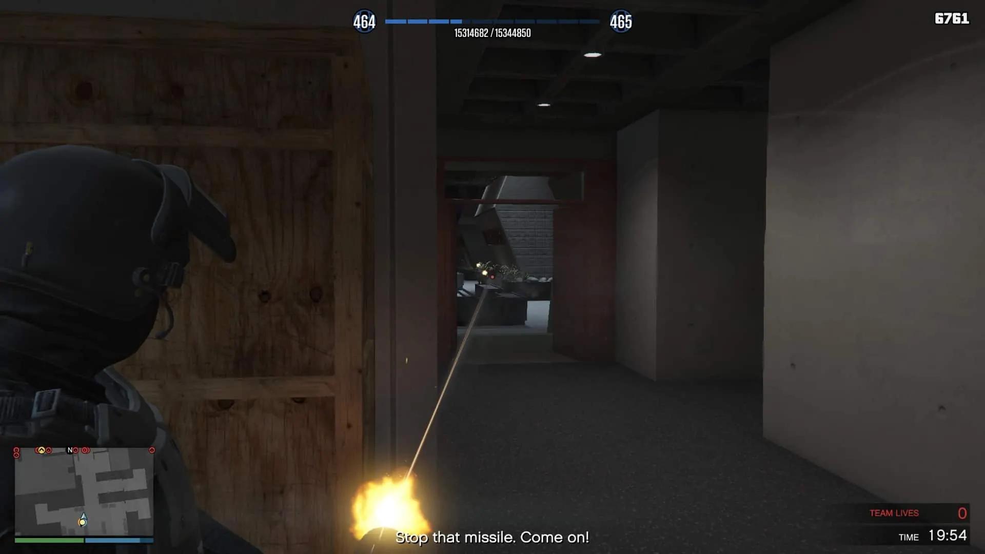 Enemies on the ground floor just outside the double door