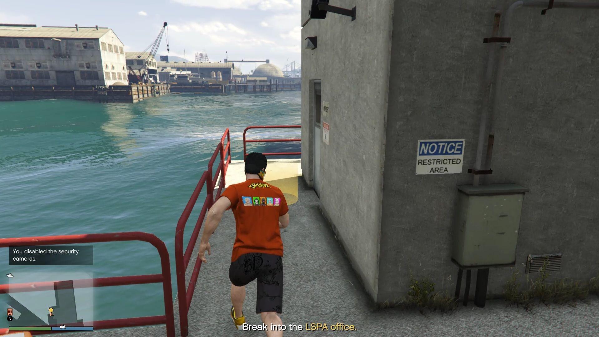 Once you've disabled the security cameras, you can enter the office.