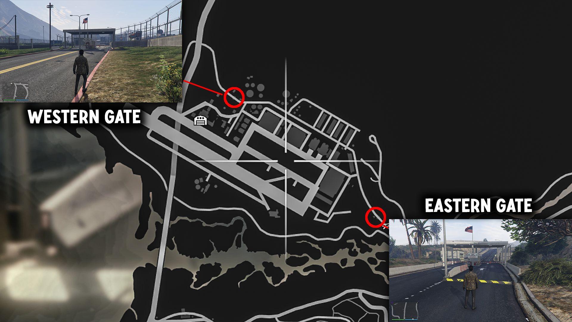 The western entrance is also better if you want to get the minigun as it is on top of the western radio tower.