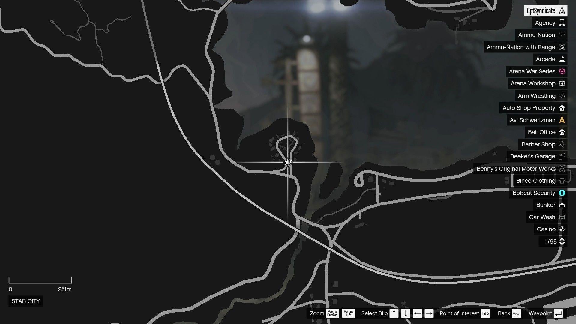 The map shows the location of the golden clover found at the Motel sign right outside Stab City.