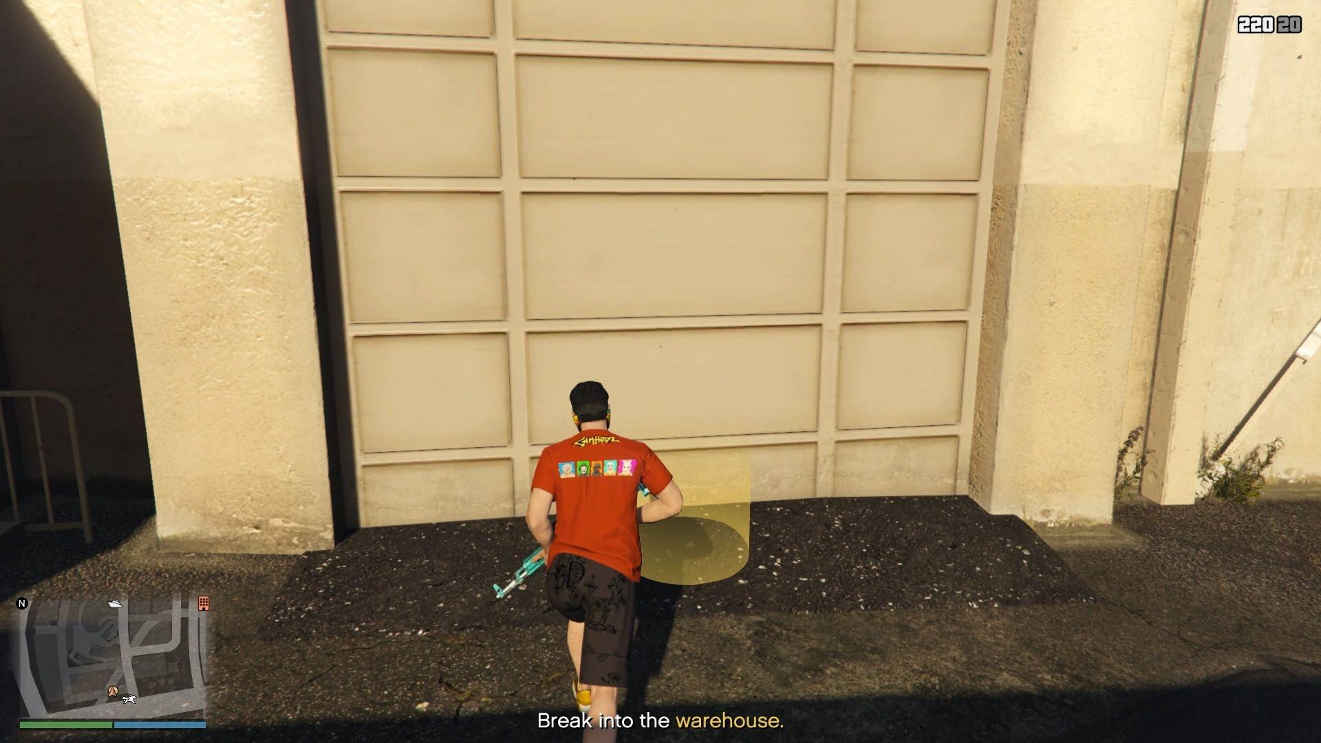 Breaking into the warehouse.