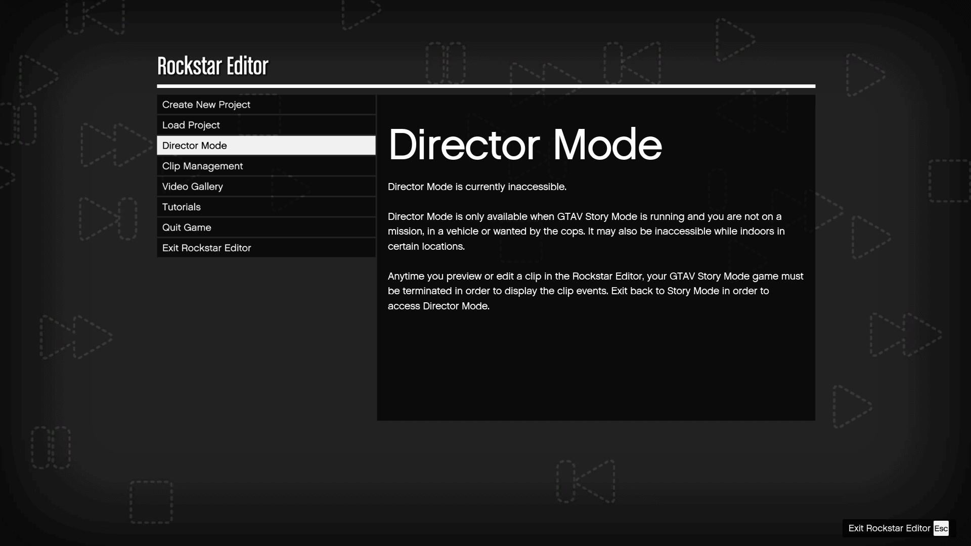 Director Mode not accessible