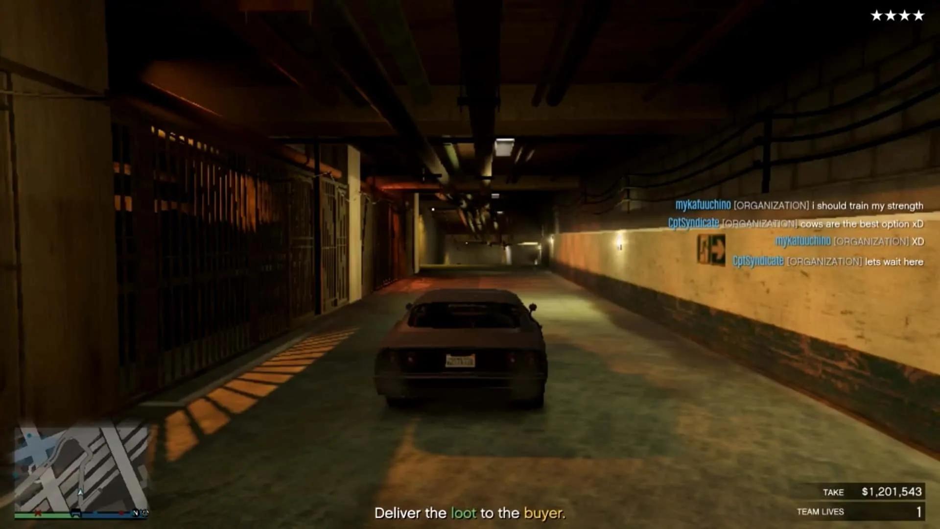 Waiting in the middle of the sewer tunnels for your wanted level to go away