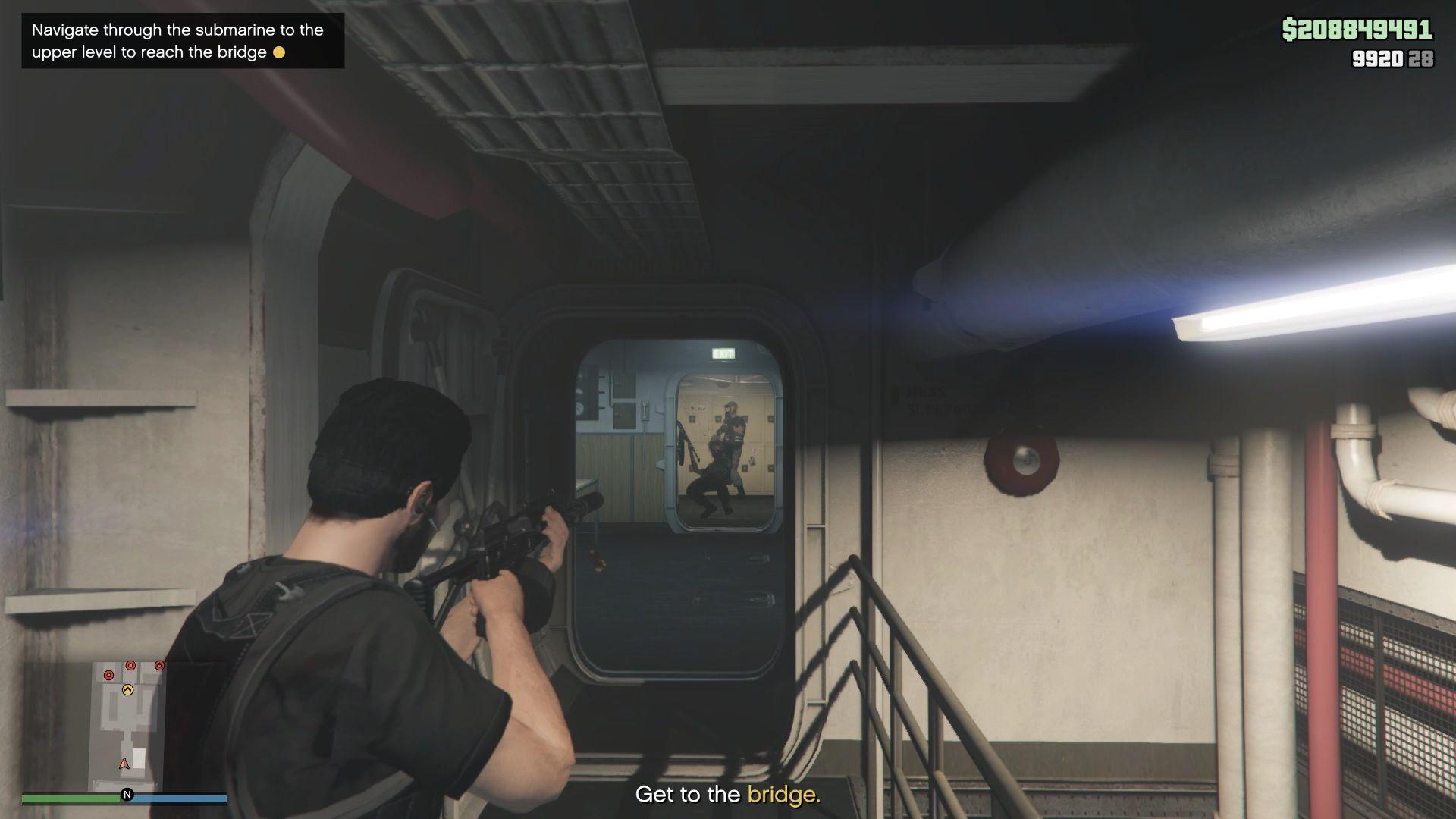 Guards across the mess hall.