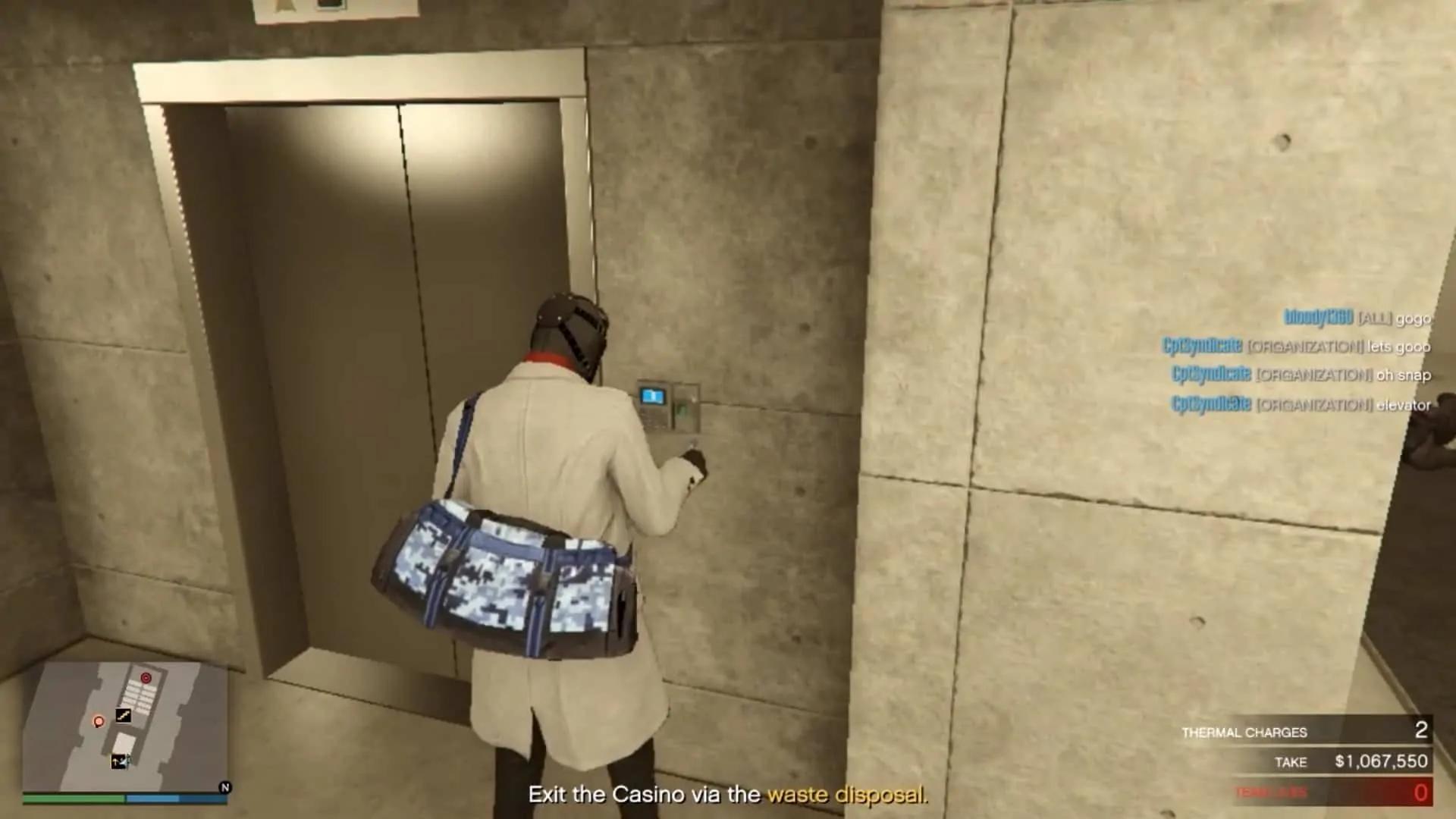 Swiping the keycard to access the elevator