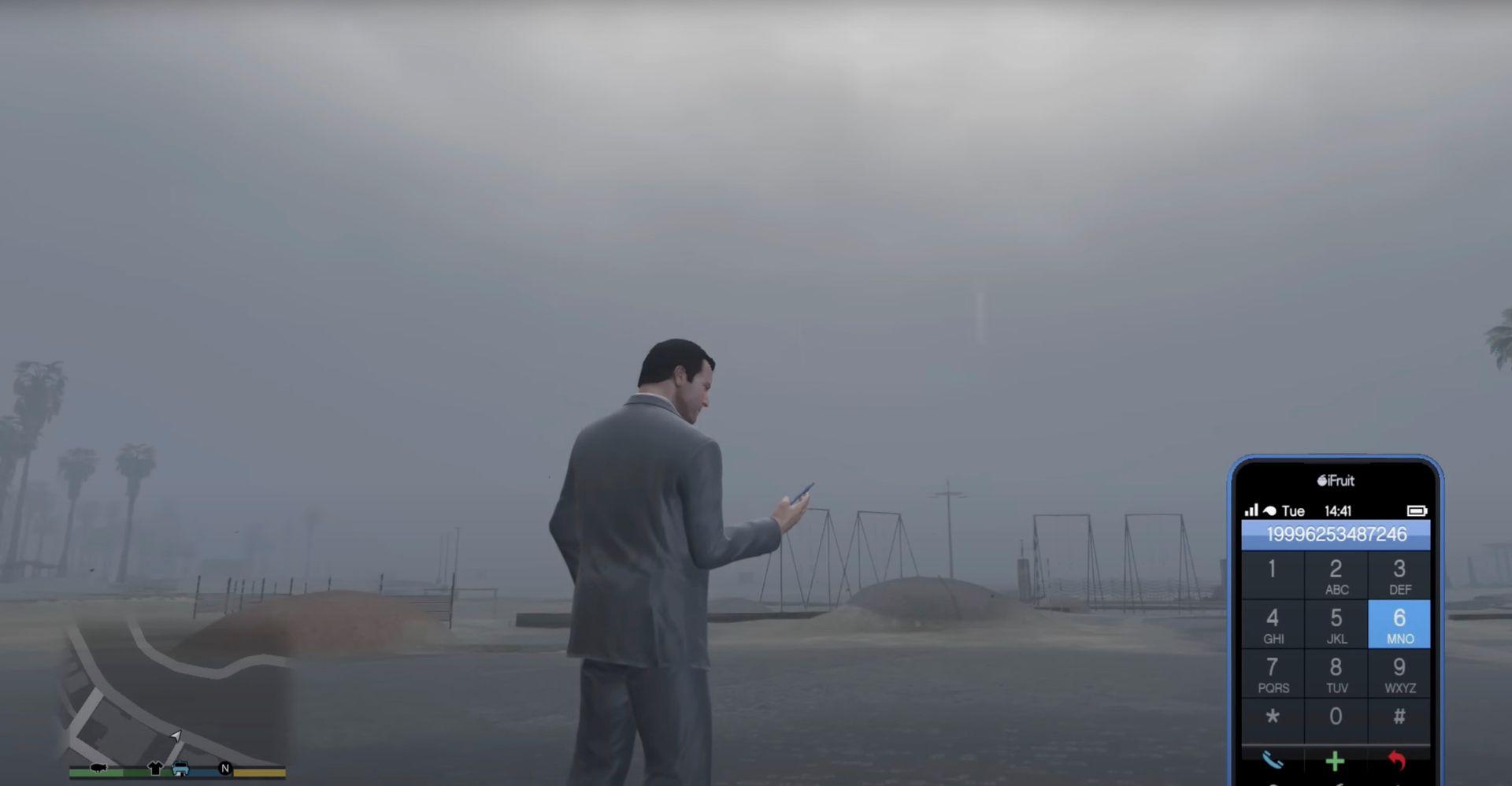 Changing the weather in Los Santos with the weather cheat code.