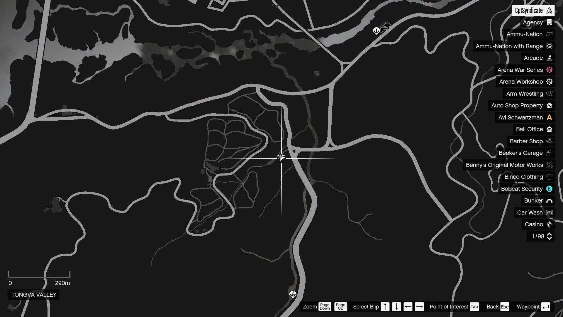The map shows the location of the golden clover found at the Two Hoots Falls statue in Tongva Valley.