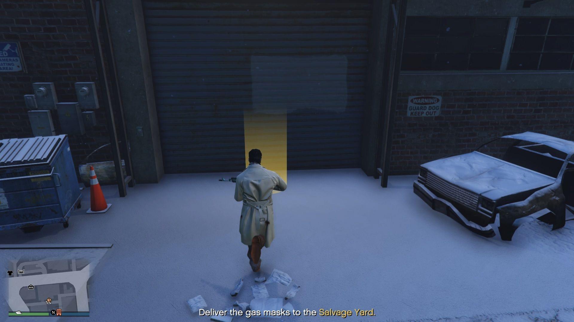 Delivering the gas masks to our Salvage Yard.