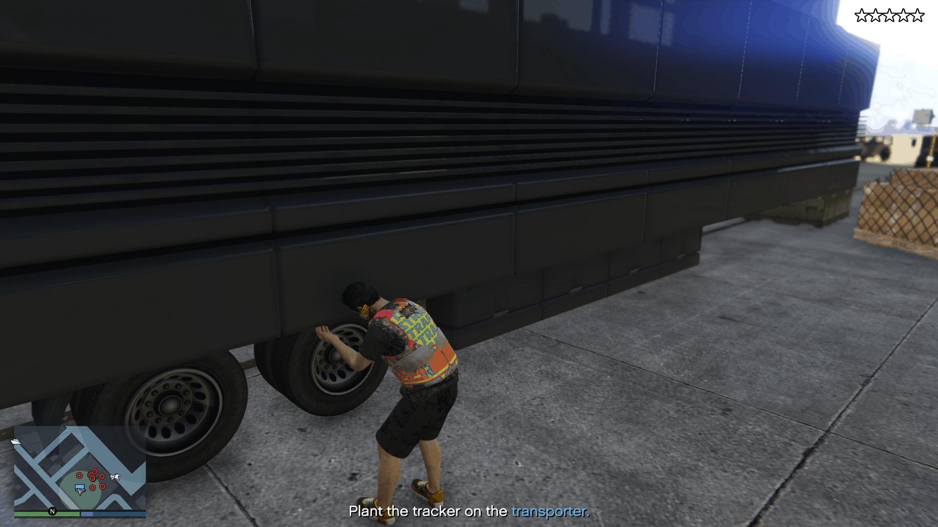 Planting the tracking device on the transporter