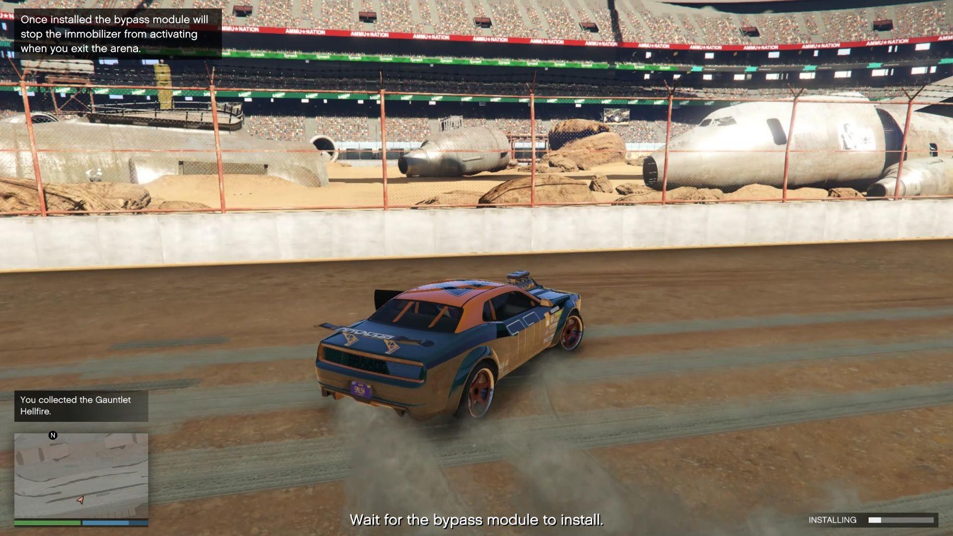 Install the bypass module but remain inside the arena for it to work.