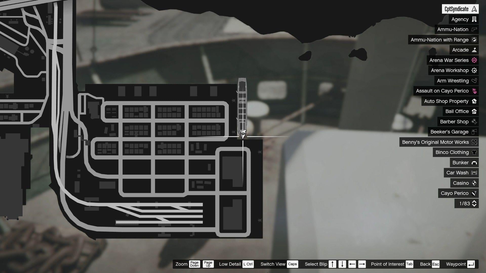 The map shows the location of the Yuanbao on the bow of the Daisy Lee terminal in GTA Online.