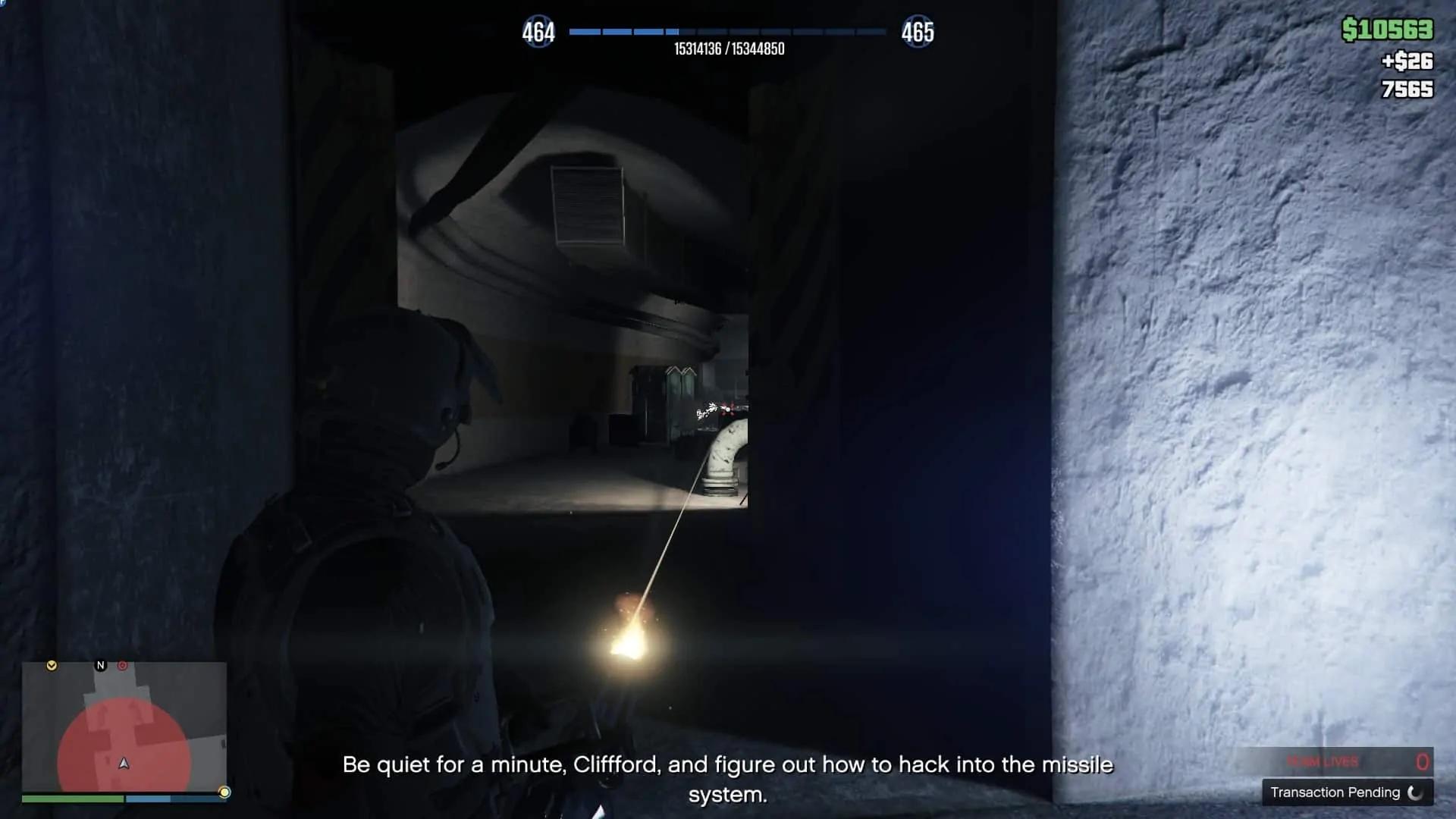 Moving forward through the tunnel killing two guys in the passage