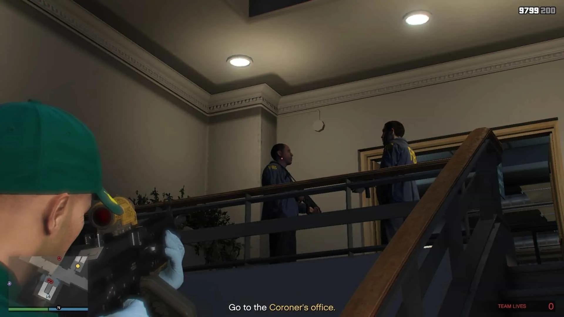 A pair of FIB agents guarding the entrance at the top floor