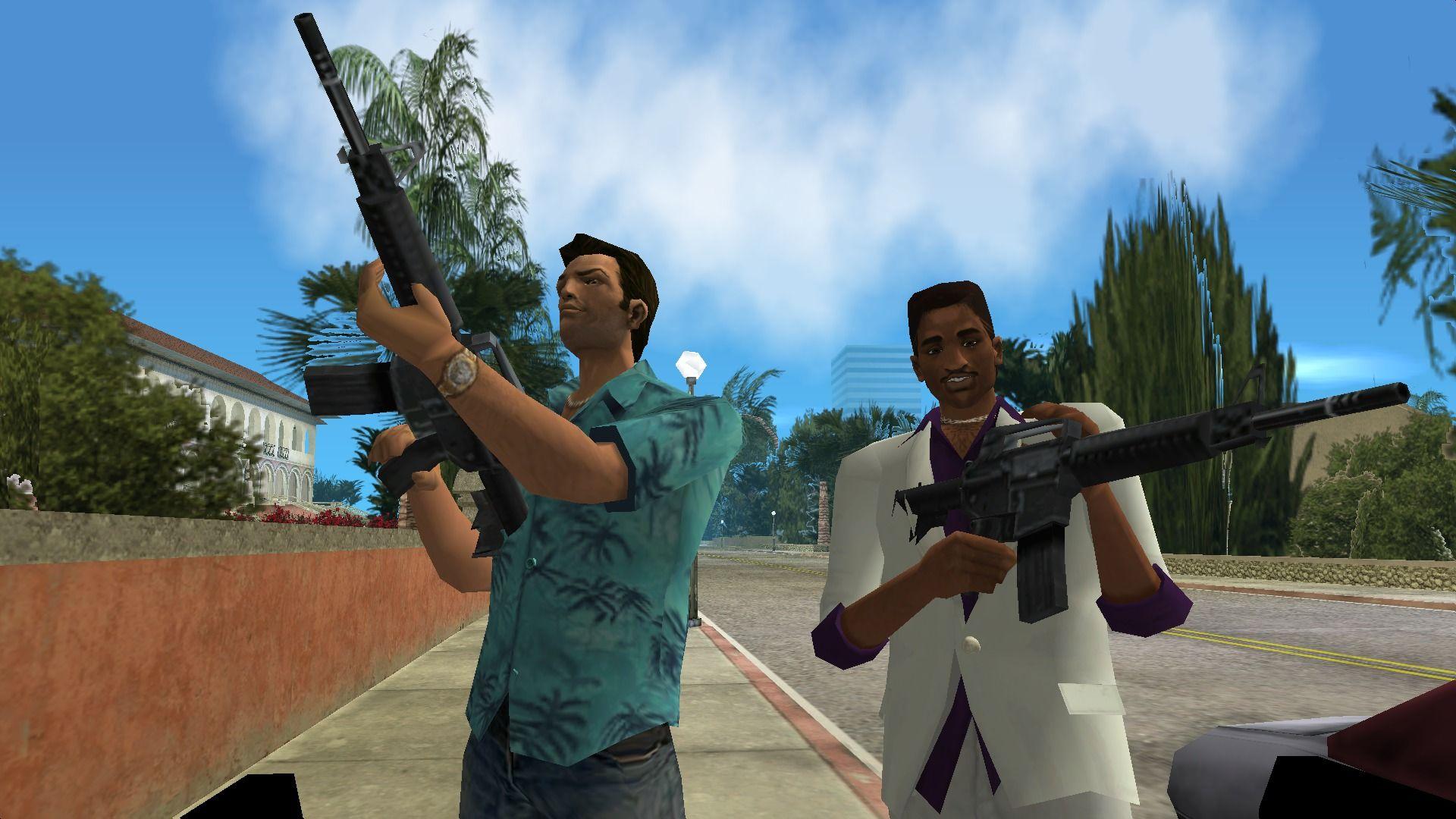 Tommy and Lance in the original Grand Theft Auto: Vice City.