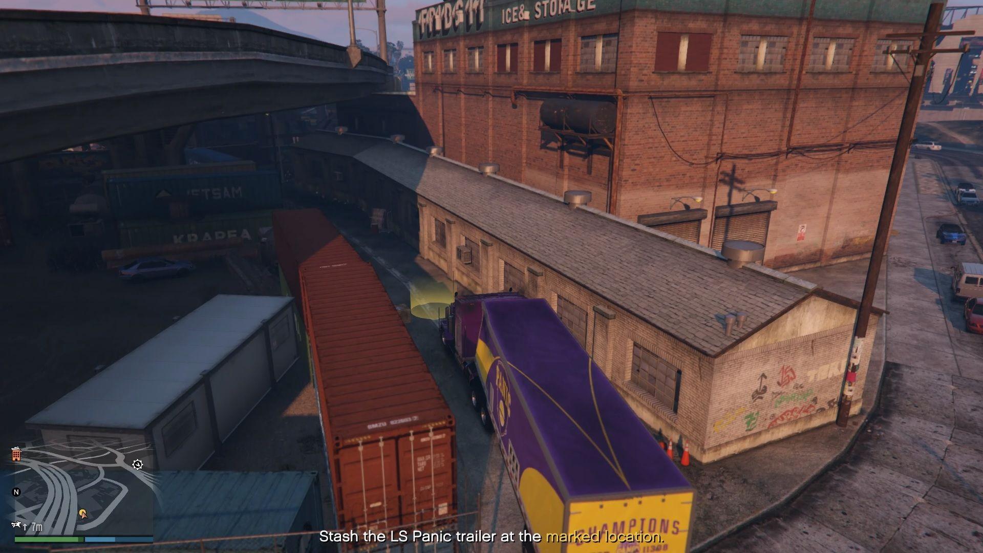 Parking the trailer at the marked location.