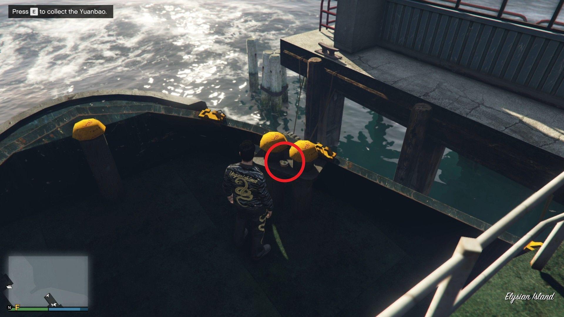 The Yuanbao on the bow of the Olifantus at Elysian Island.