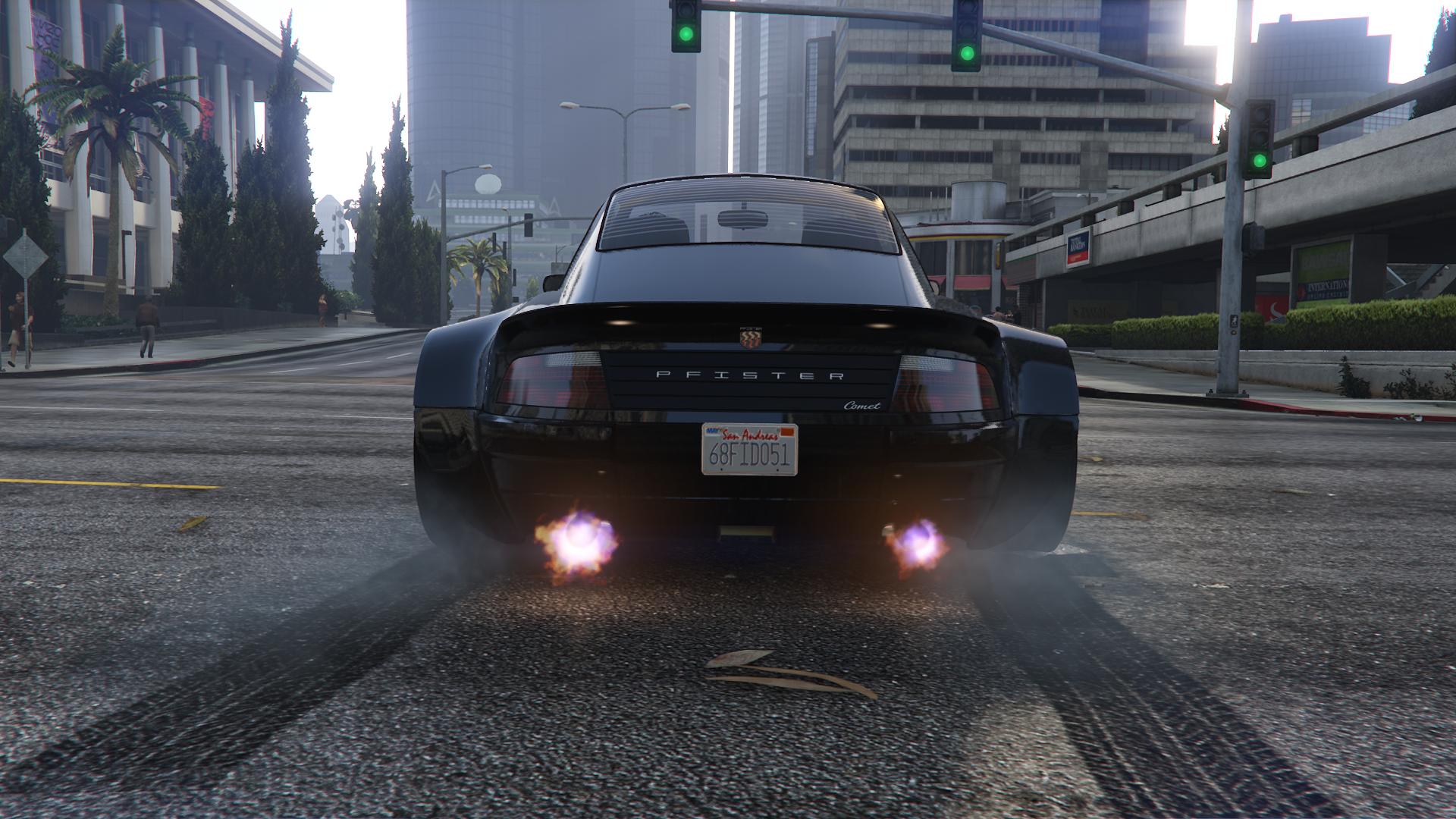 The back of the Pfister Comet Retro Custom as seen in GTA Online.