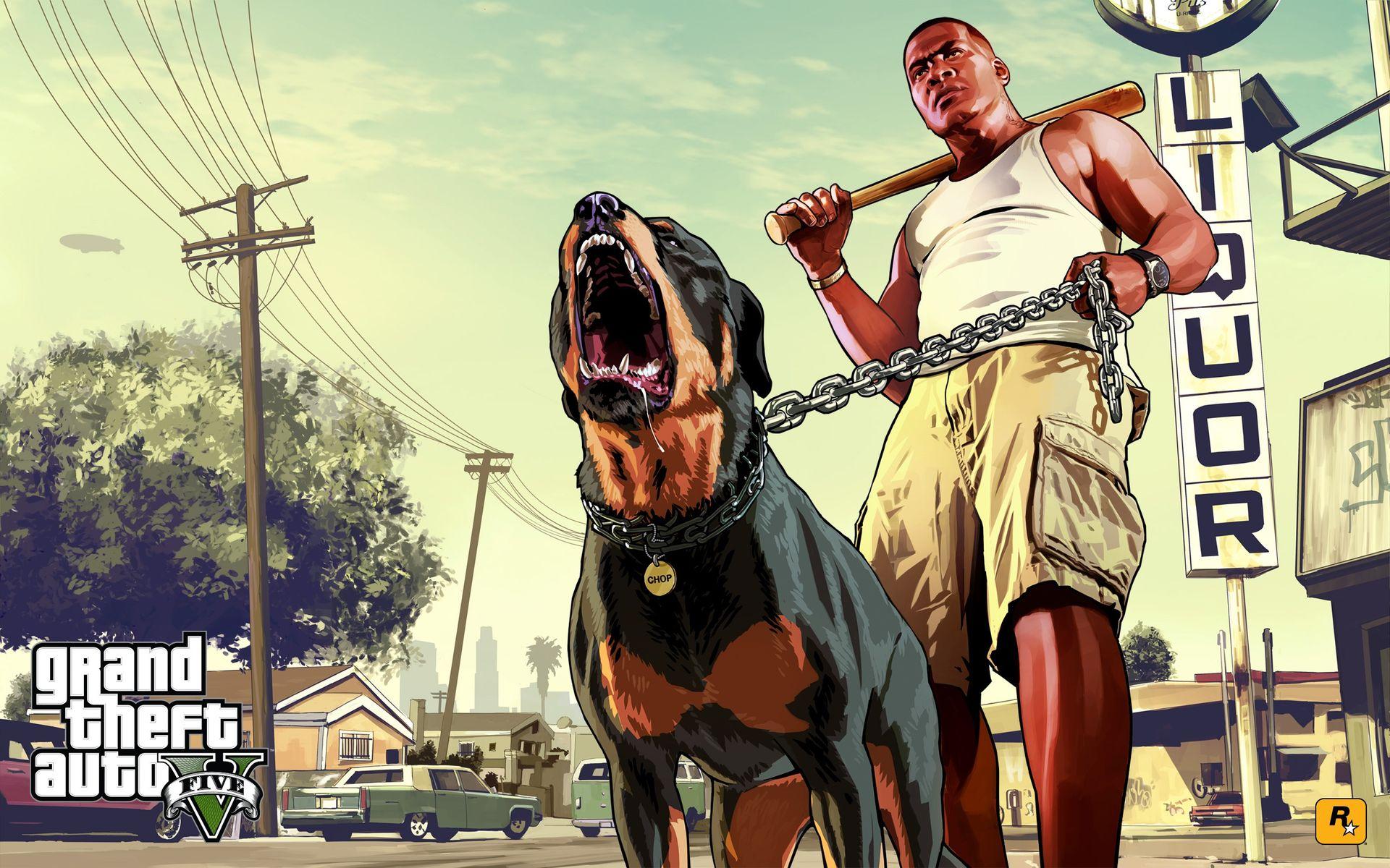 Official promotional artwork of Franklin with his dog, Chop.