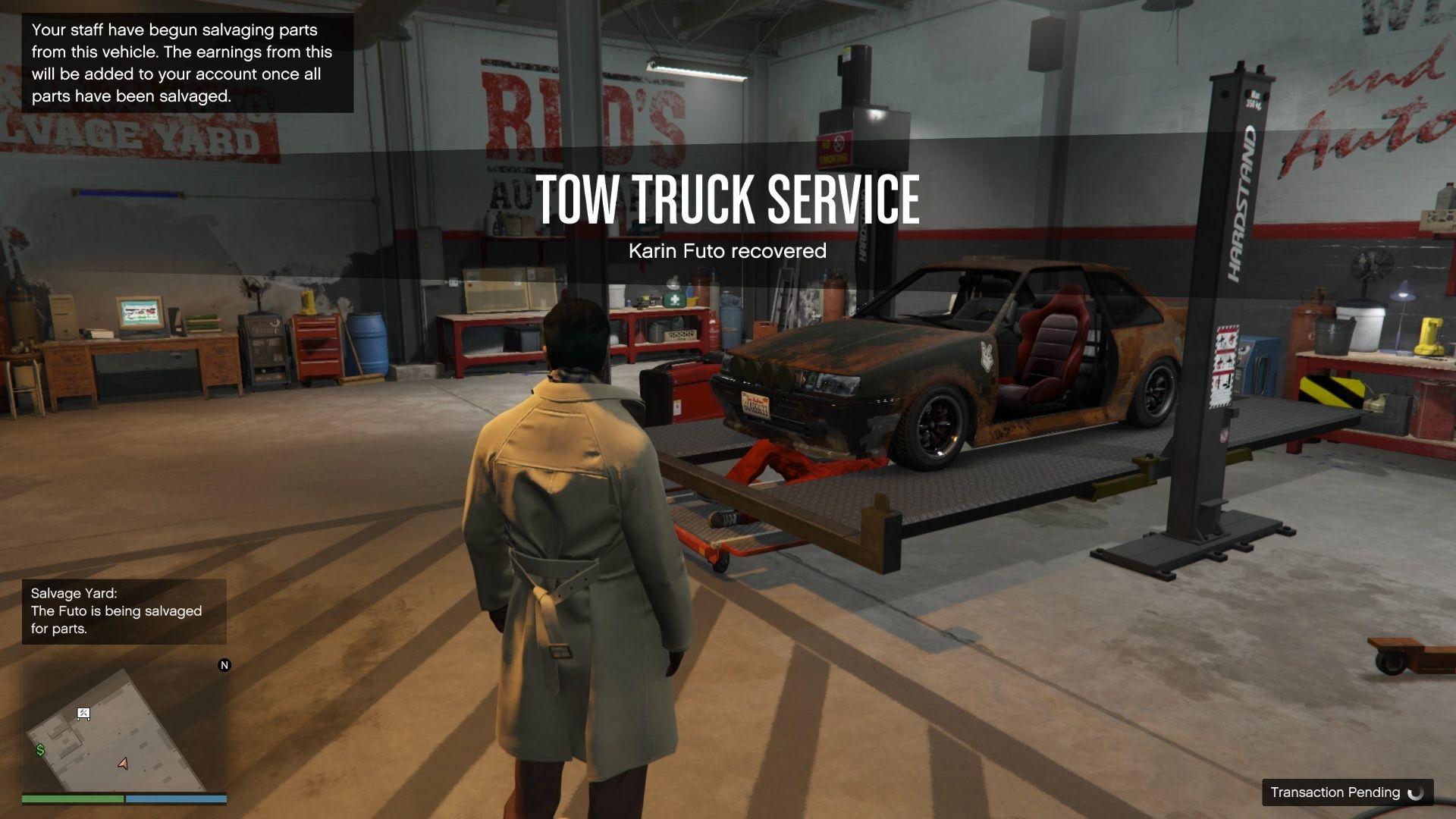 The staff starts salvaging as soon as you deliver the vehicle.