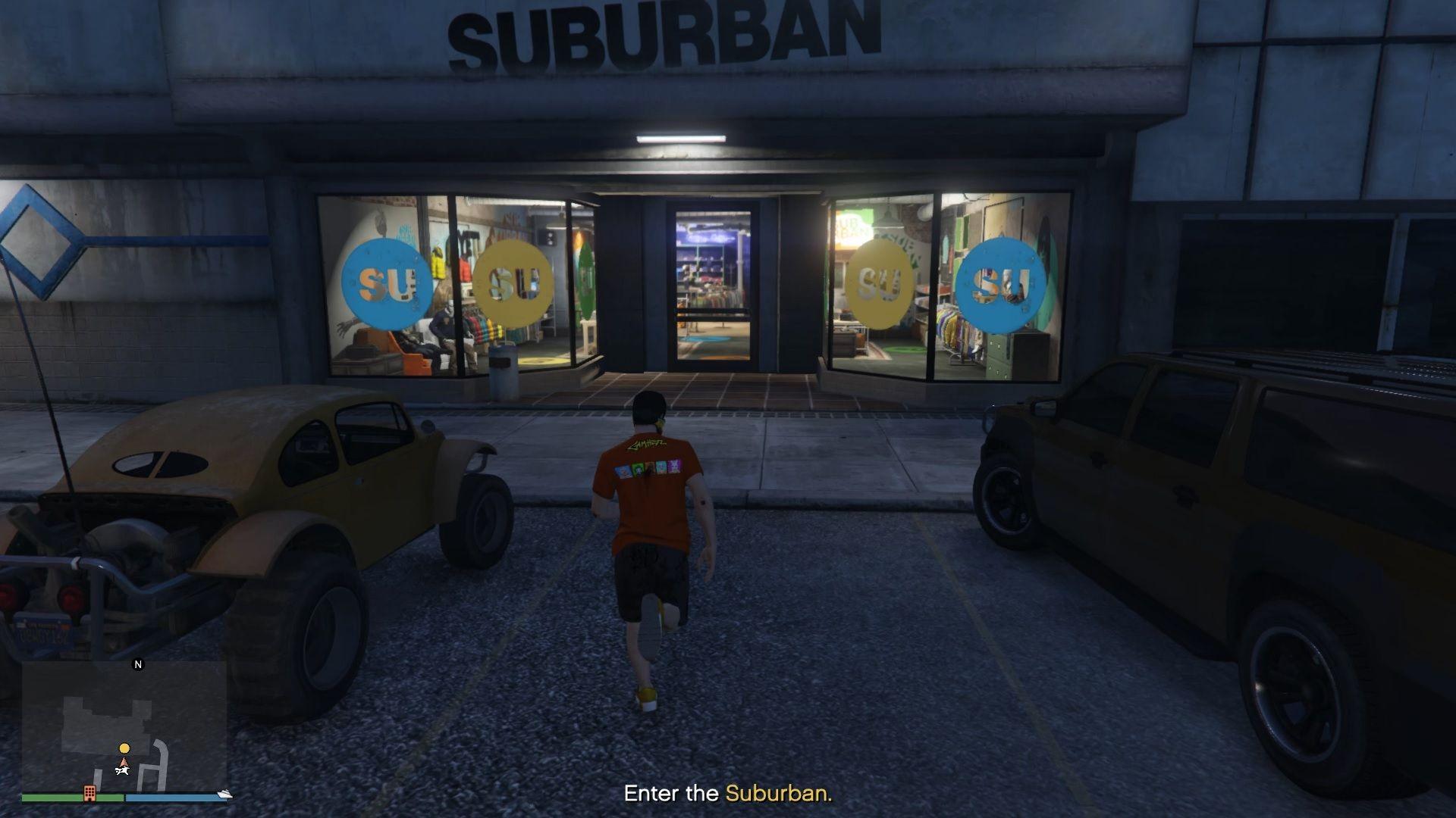 Suburban clothing store.