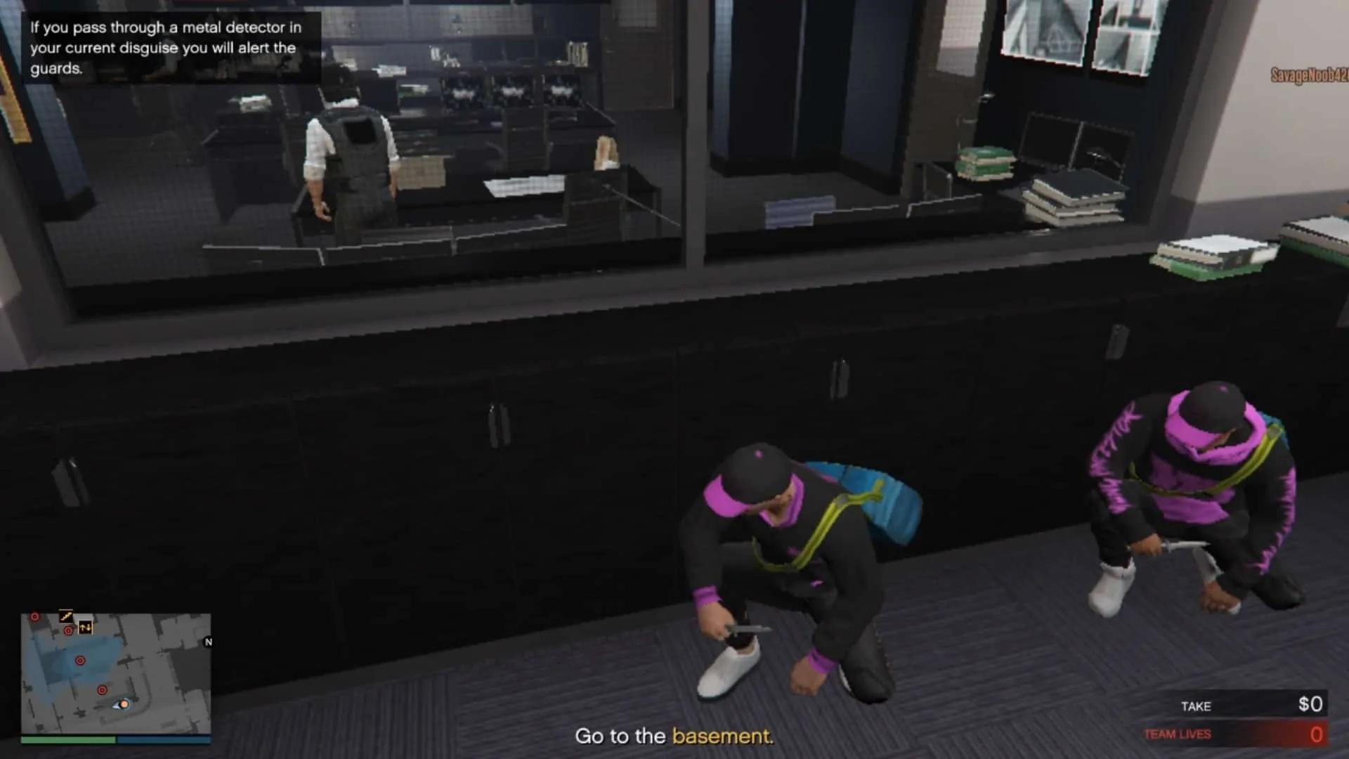 Taking cover immediately after taking out the second guard behind desk