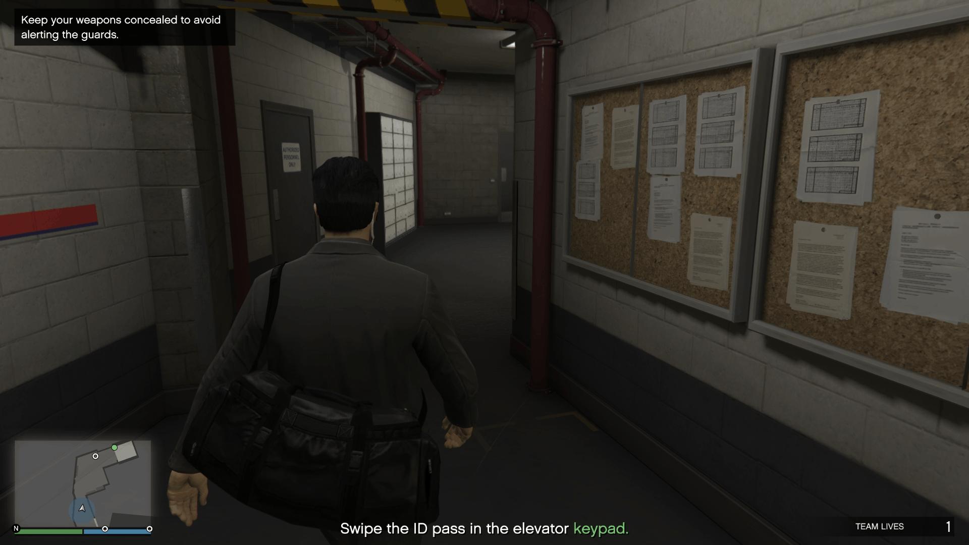 Walking to the elevator