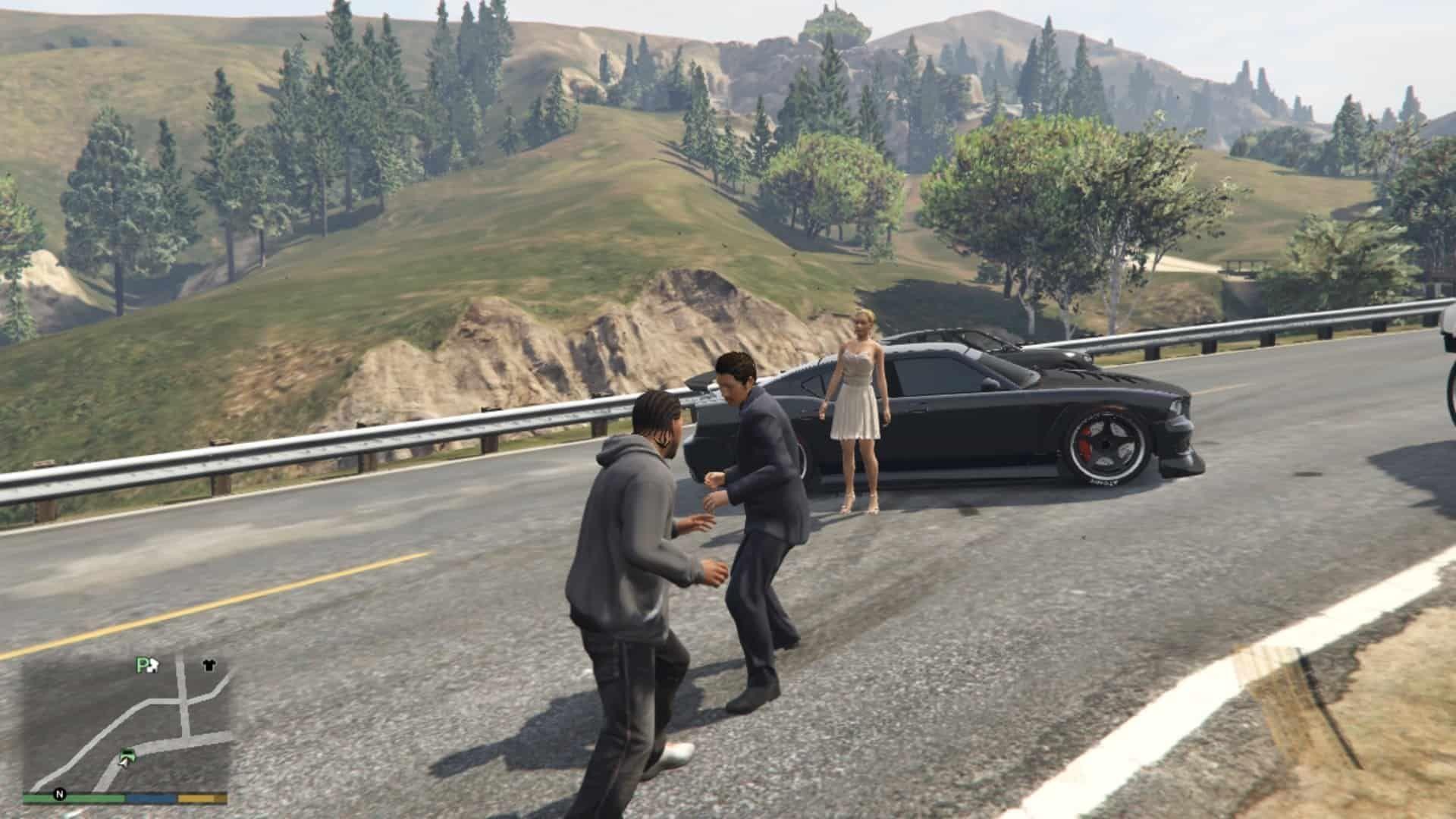 Fighting the groom after he chases you down