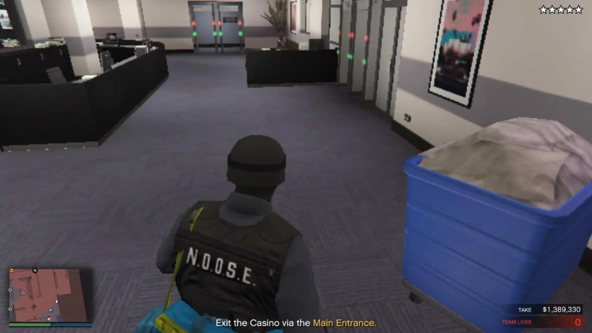 The staff lobby. You need to go through the metal detectors to the right in order to head for the exit