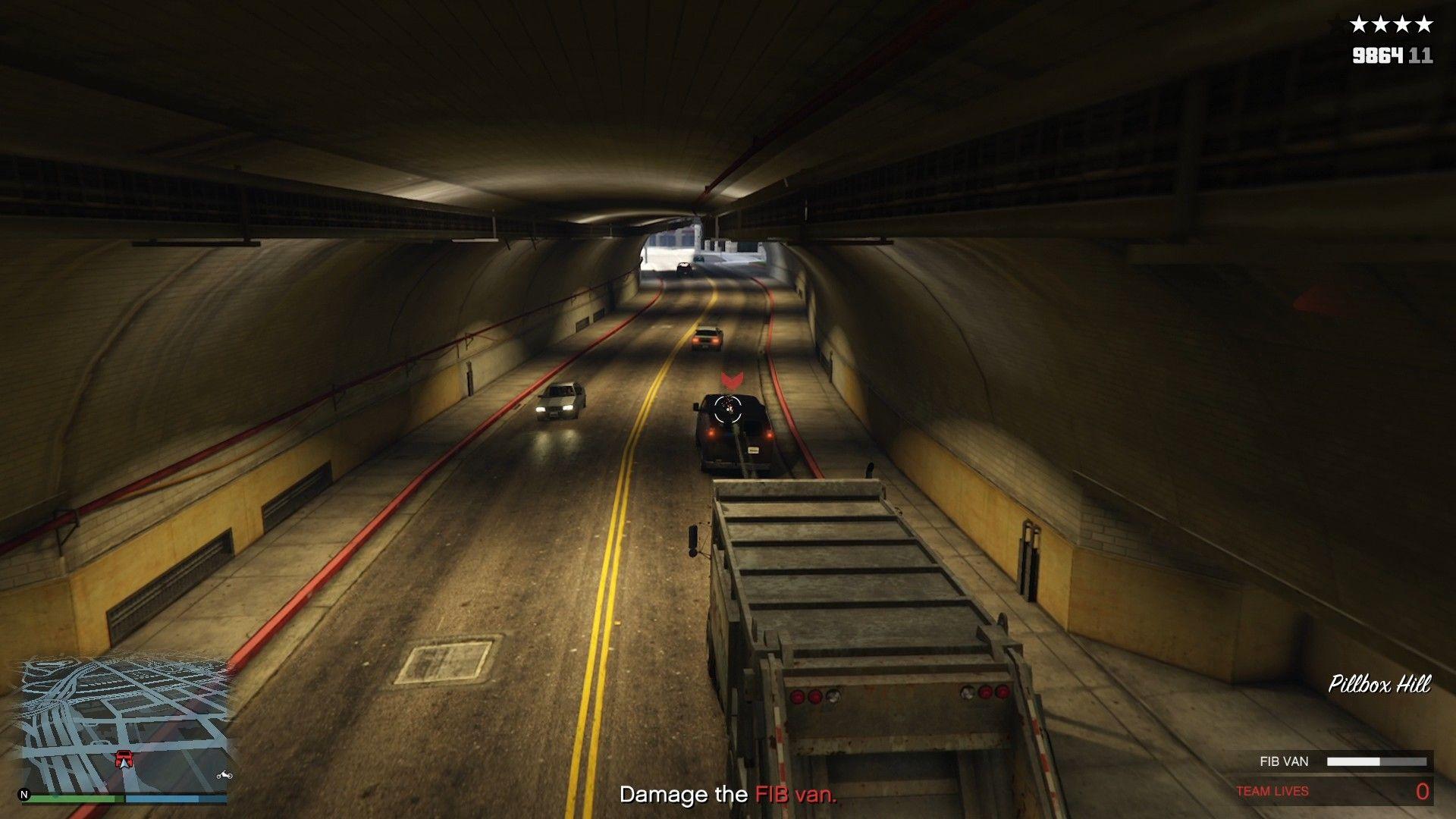 Shoot the FIB van to quickly deplete its health.