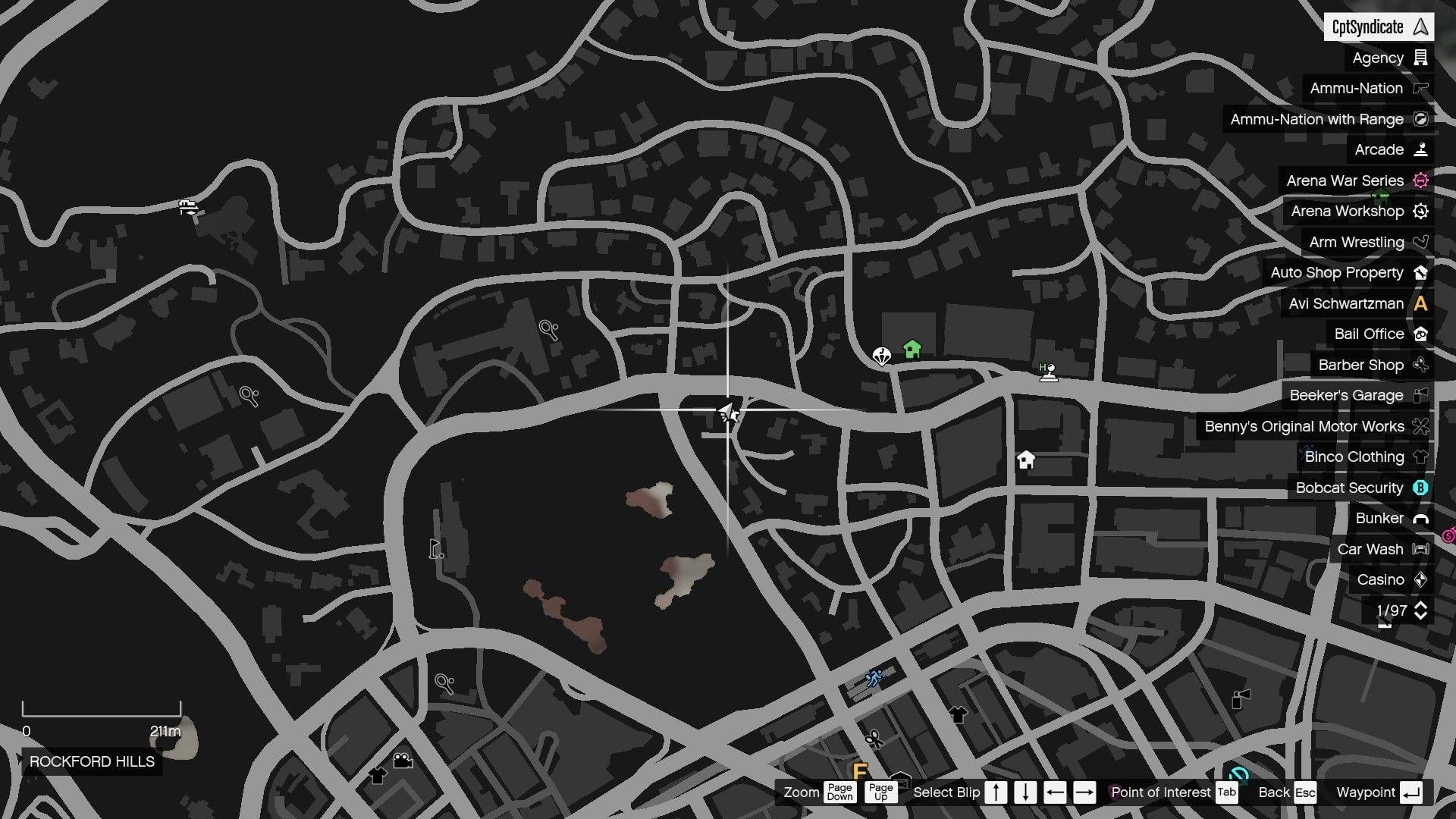 The map shows the location of the lucky clover in Rockford Hills.