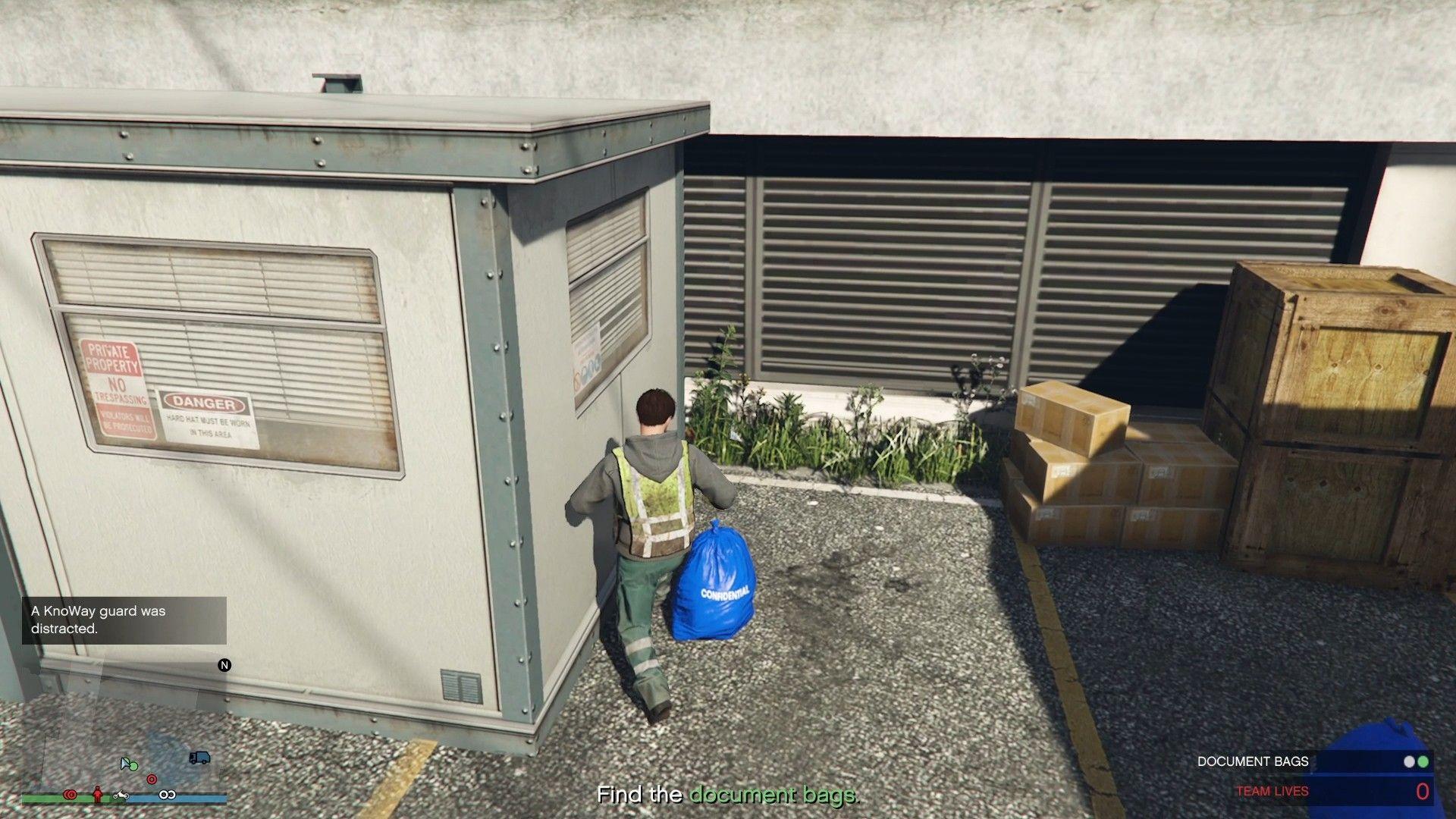 Document bag inside the restricted area.