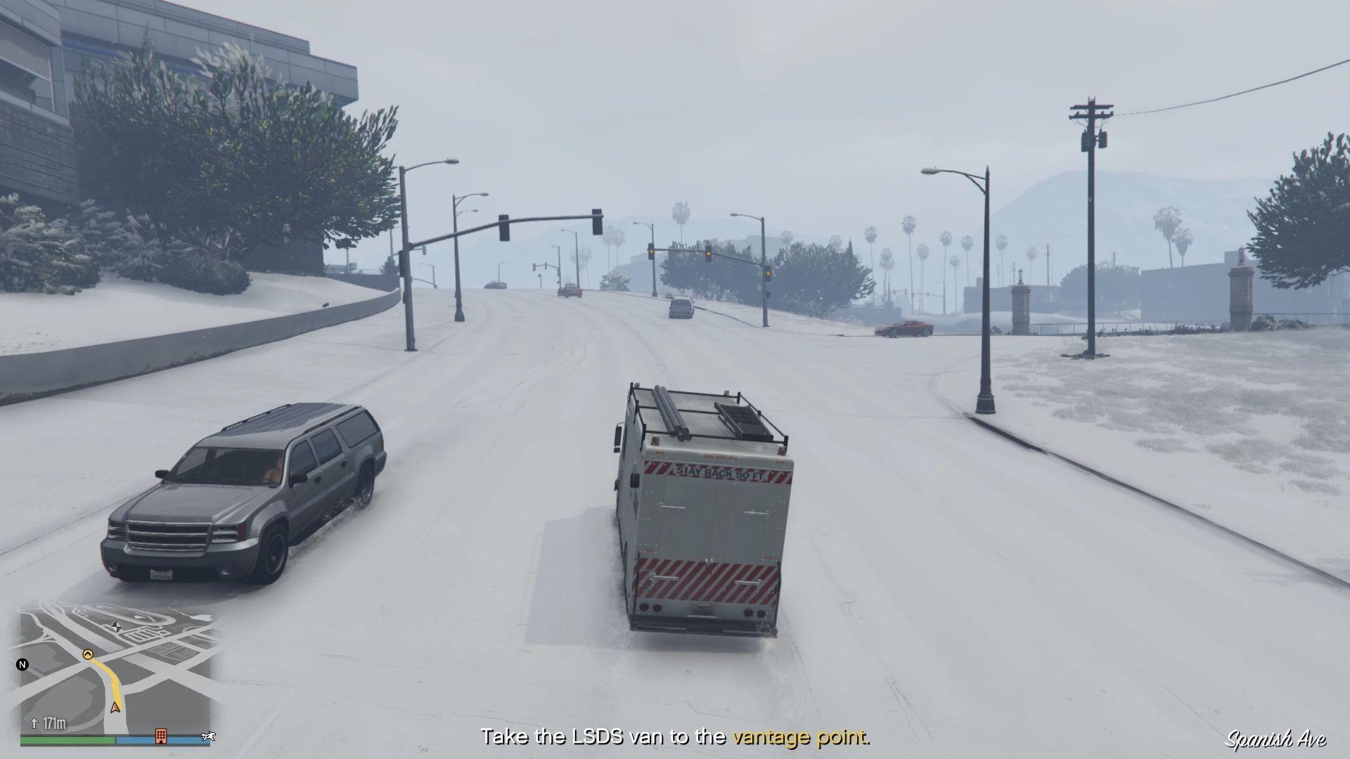 Driving the LSDS van to the vantage point.